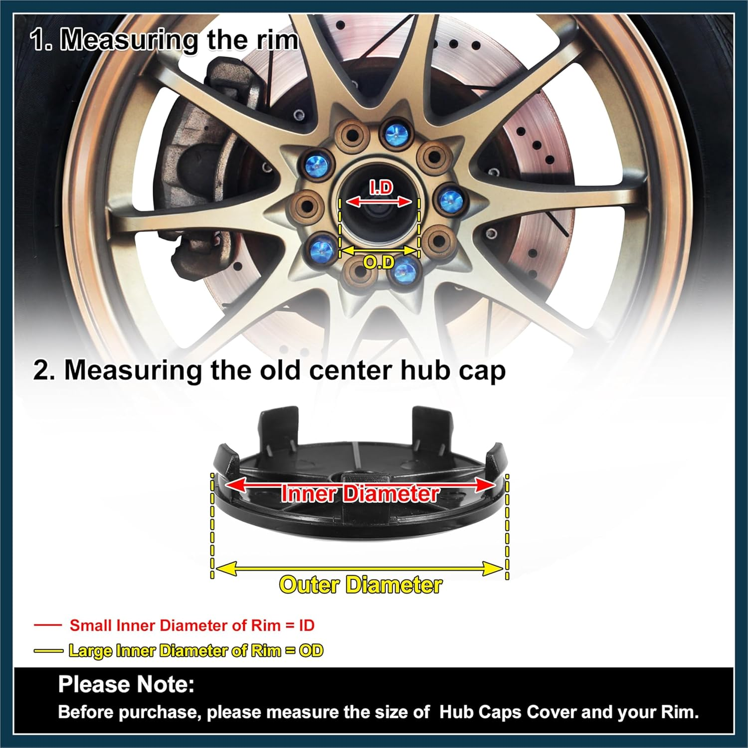 TUCKBOLD 4Pcs 67Mm 68Mm Wheel Center Hub Caps Hubcaps Covers Universal Black Automotive Parts image number 5