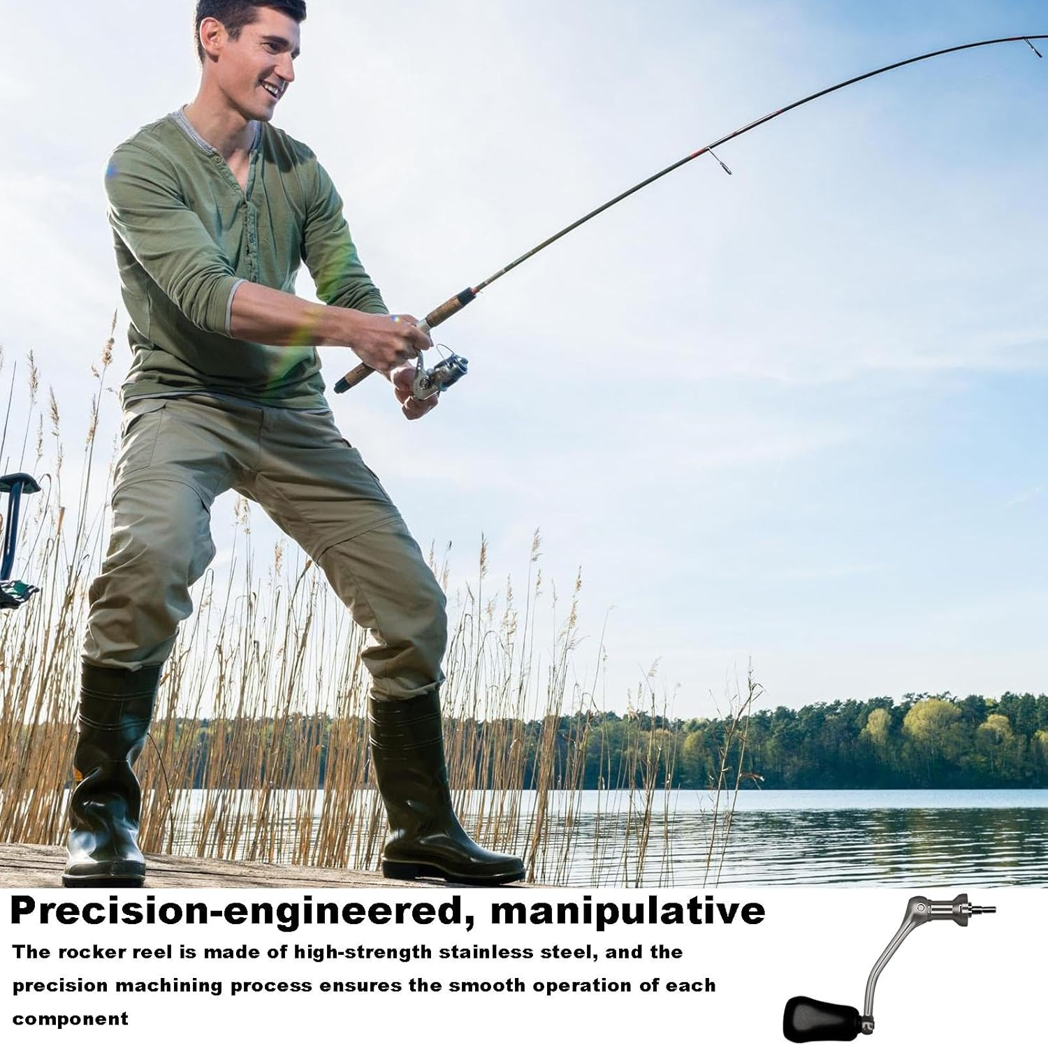 Fishing Reel Handles,Fishing Wheel Crank Handle Ergonomic Rocker | Comfortable Screw-In Knob, Replacement Grip Parts for Freshwater & Seawater Fishing - A image number 3