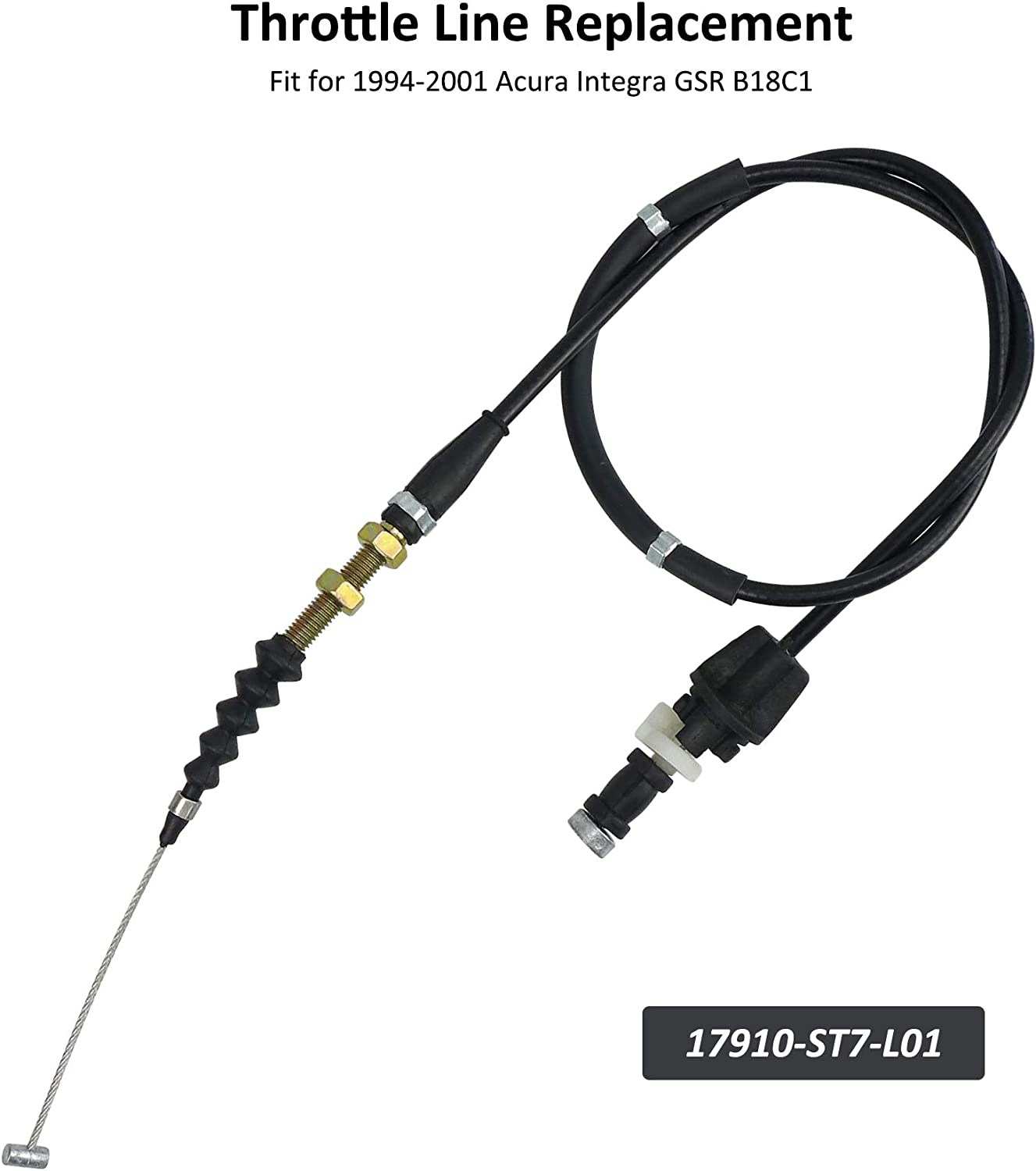 Throttle Cable Fit for Honda Acura Integra GSR Models 1994-2001, B18C1 Throttle Cable, Replace 17910-ST7-L01 image number 2