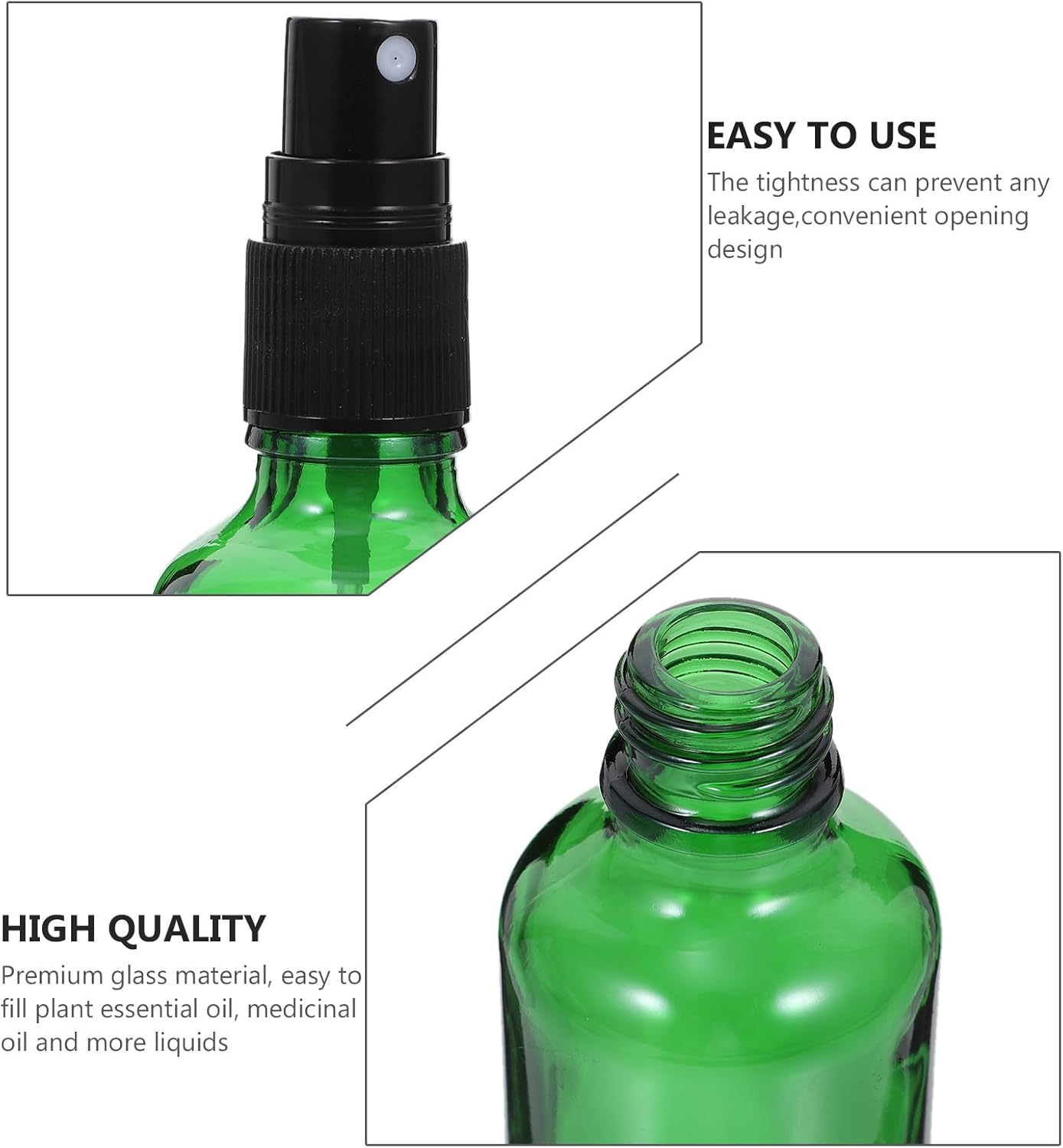 6Pcs 50Ml Green Glass Essential Oil Spray Bottles Refillable Liquid Dispensers for Travel and Home Plant Oil Storage image number 5