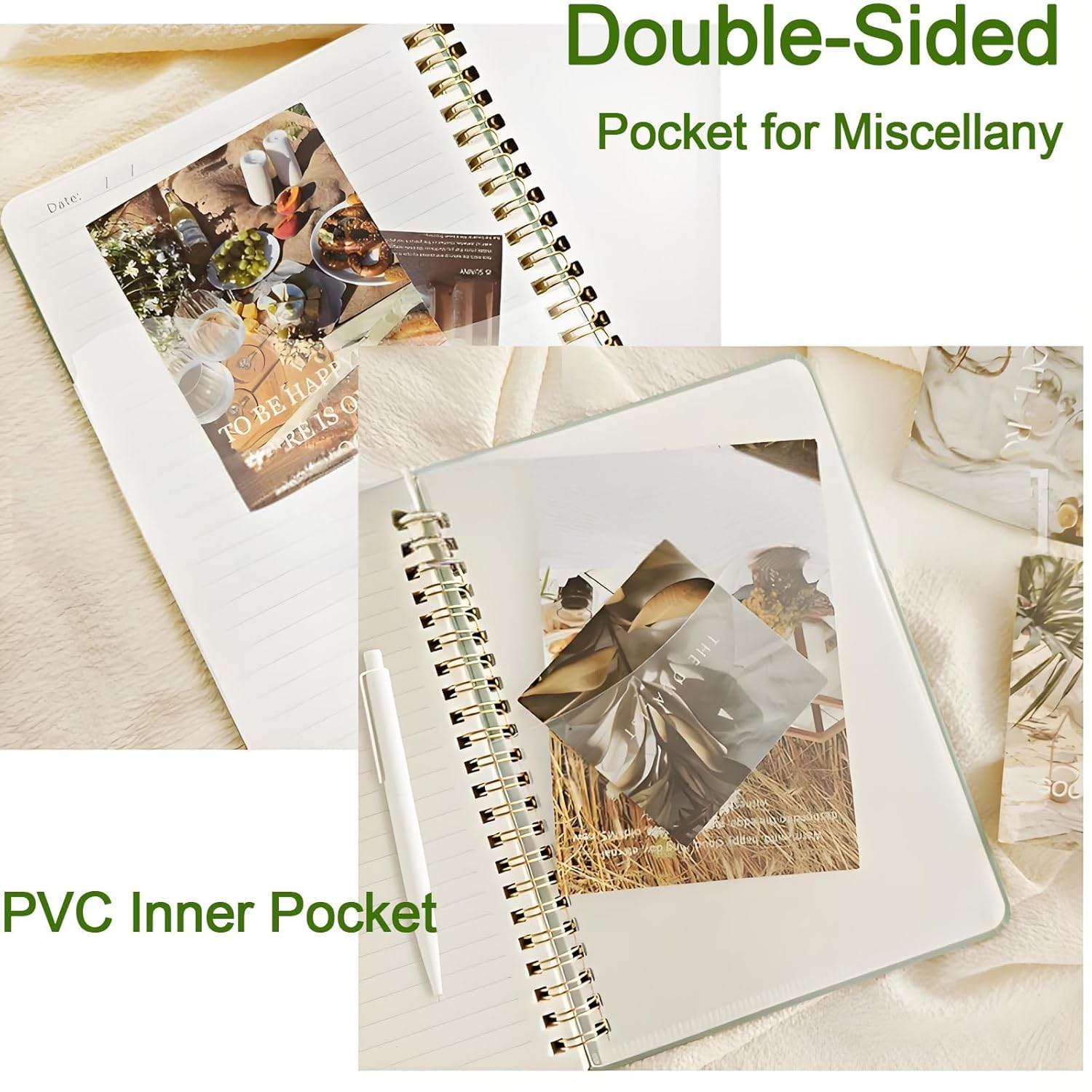 Lined Spiral Journal Notebook, A5 College Ruled Journals for Women Men, 100 GSM College Ruled Notebooks for Writing Note Taking and Office School Supplies 6.1" X 8.47" (Green+Purple) image number 1