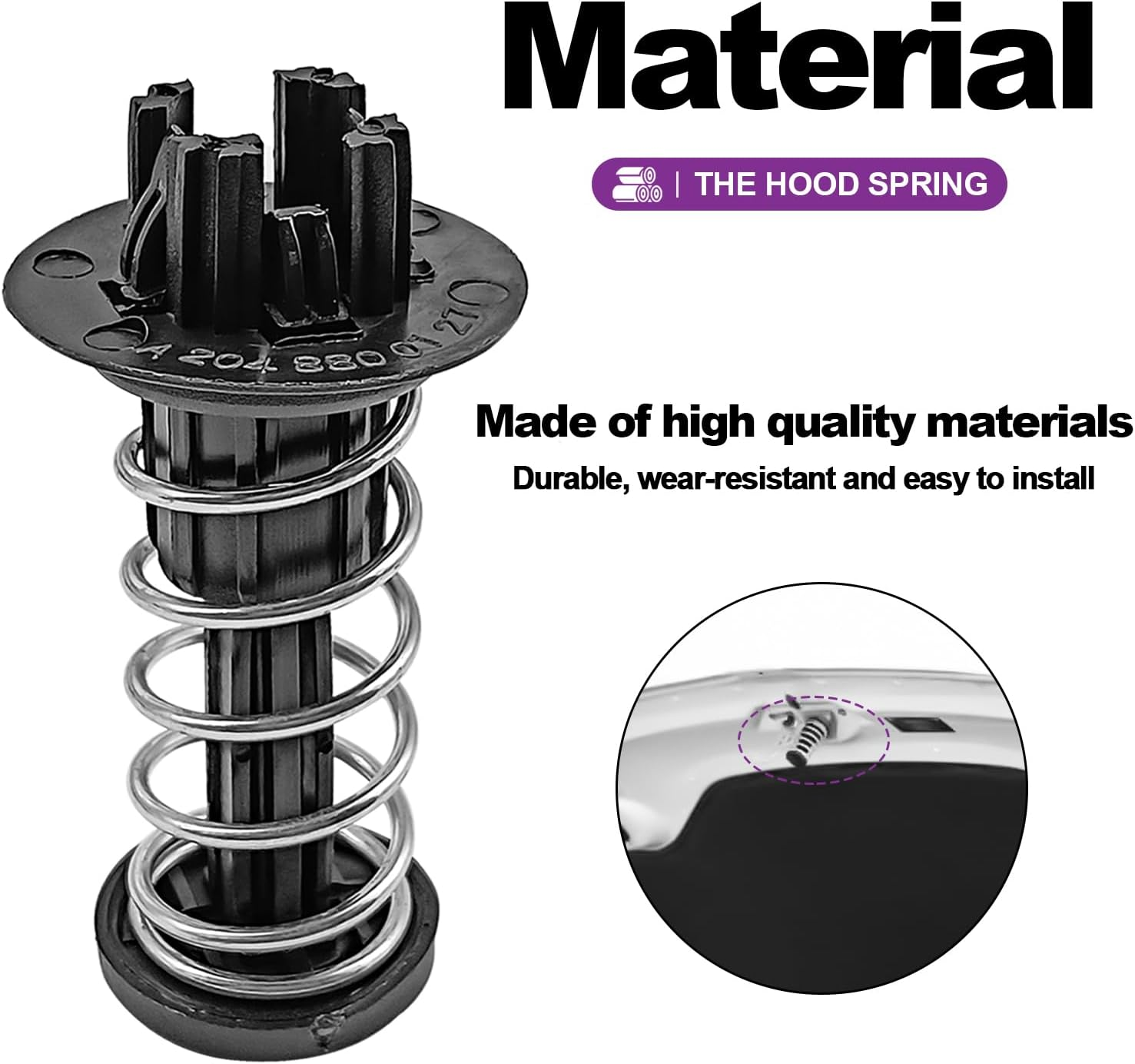 Syudwen A2048800227 Hood Catch Spring Safety Engine Hood Spring, Engine Cover Safety Clip Buffer Compatible with Mercedes Benz X204 W204 C300 W212 C350 2 Pack Black image number 1