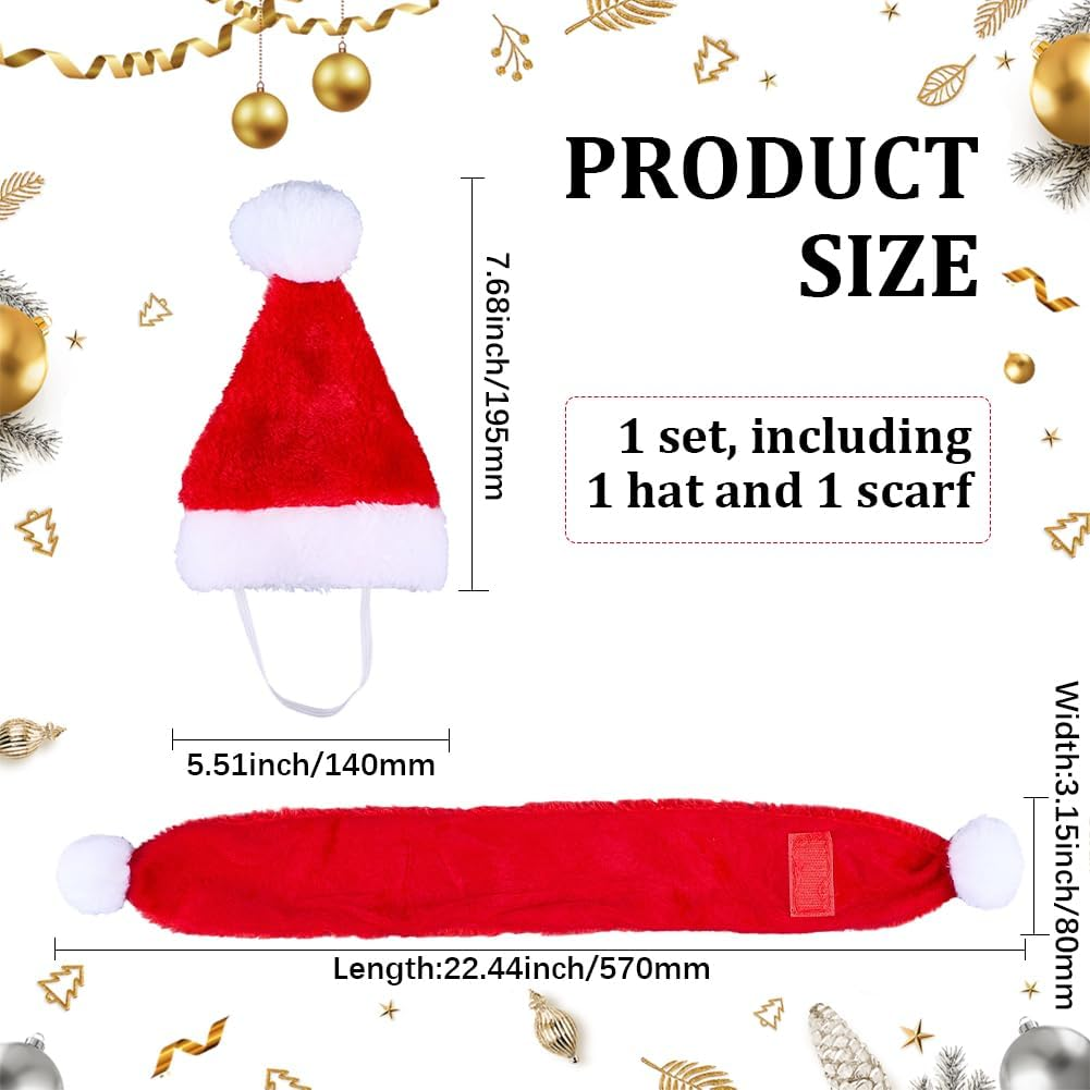 GORGECRAFT Santa Hat for Cats Red Polyester Christmas Pets Dogs Puppies Kittens Rabbit Doll Decoration Costume Small Hats Scarf Outfit Set for Winter Holidays Party Fancy Dress image number 1