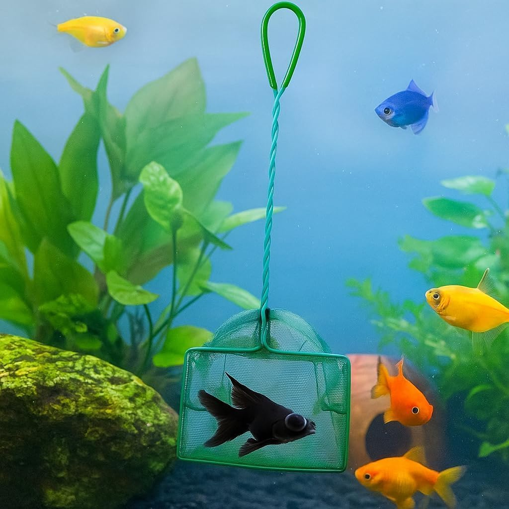 LEDON 2-Pack Fine Mesh Aquarium Fish Nets, 32Cm Small Fish Catcher Net for Shrimp, Fry, Tropical Fish - Safe Soft Green Nets for Freshwater & Saltwater Tanks, Ponds image number 1