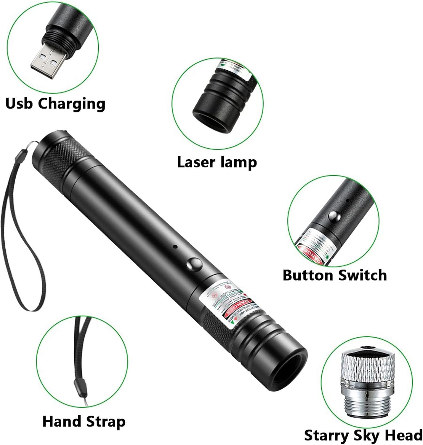 SYGELER USB Rechargeable 1000LM Green Laser Light - 500M Beam Distance,For Camping/Hunting/Gaming/Indoor Activities image number 4