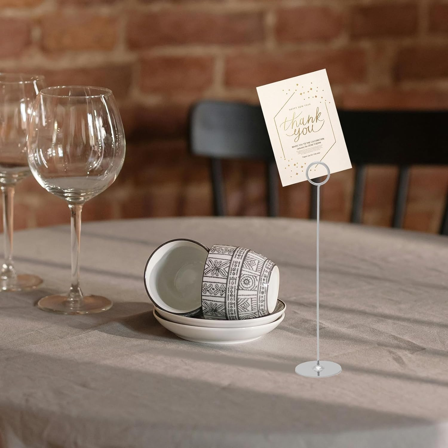 Urban Deco Place Card Holder Table Number Holder Wedding Card Holder 12 Inch Set of 16 for Restaurants Weddings Banquets (12" Silver Place Card Holder) image number 3