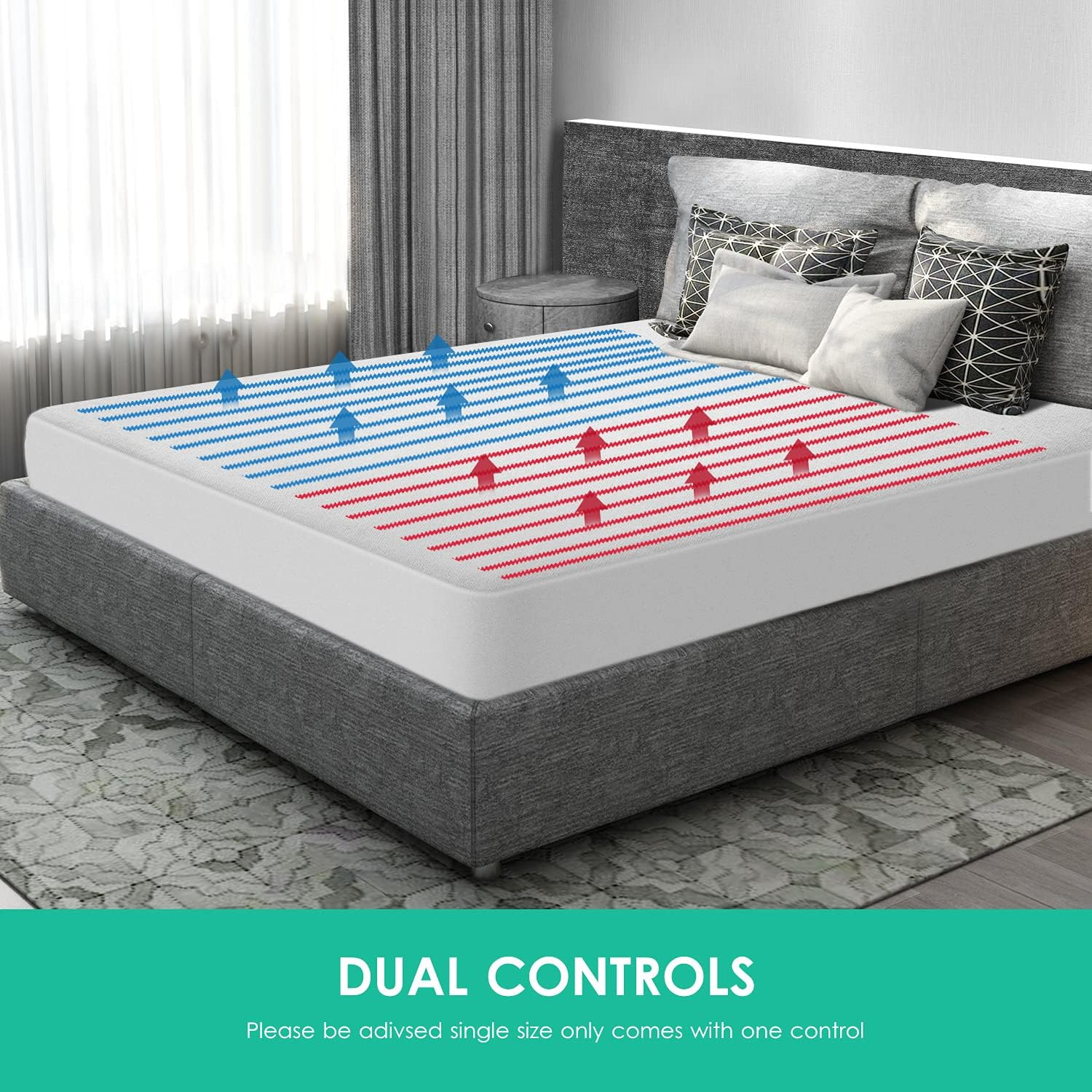 Dual Control Washable Electric Blanket | Heated Underblanket with Overheat Protection | Washable (Queen) image number 5