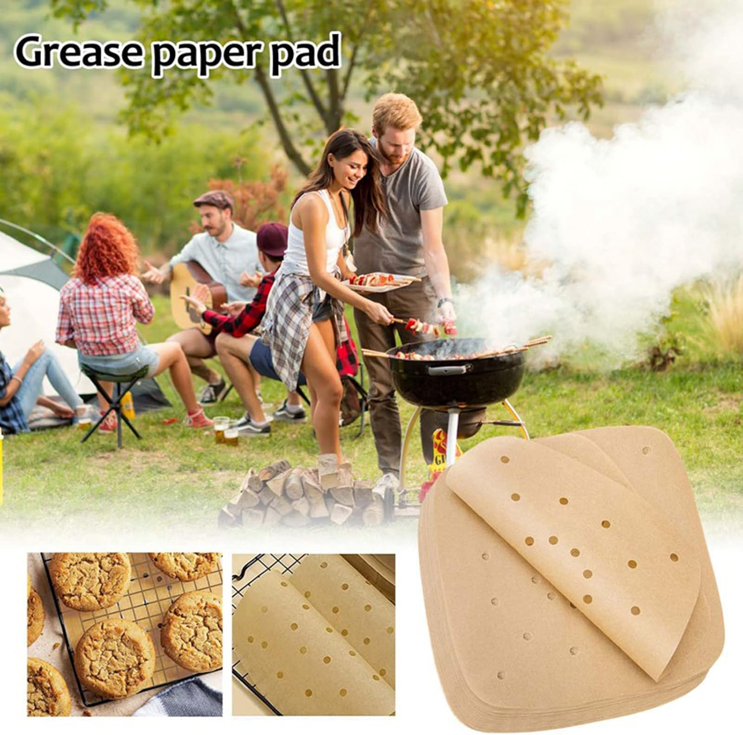 (100Pcs-9 Inch) Air Fryer Parchment Paper, MH MOIHSING Square Air Fryer Liners, Bamboo Steamer Paper, Steamer Liner Perforated Unbleached Parchment Paper for Baking Cookies Grilling Air Fryer, No Burn image number 4