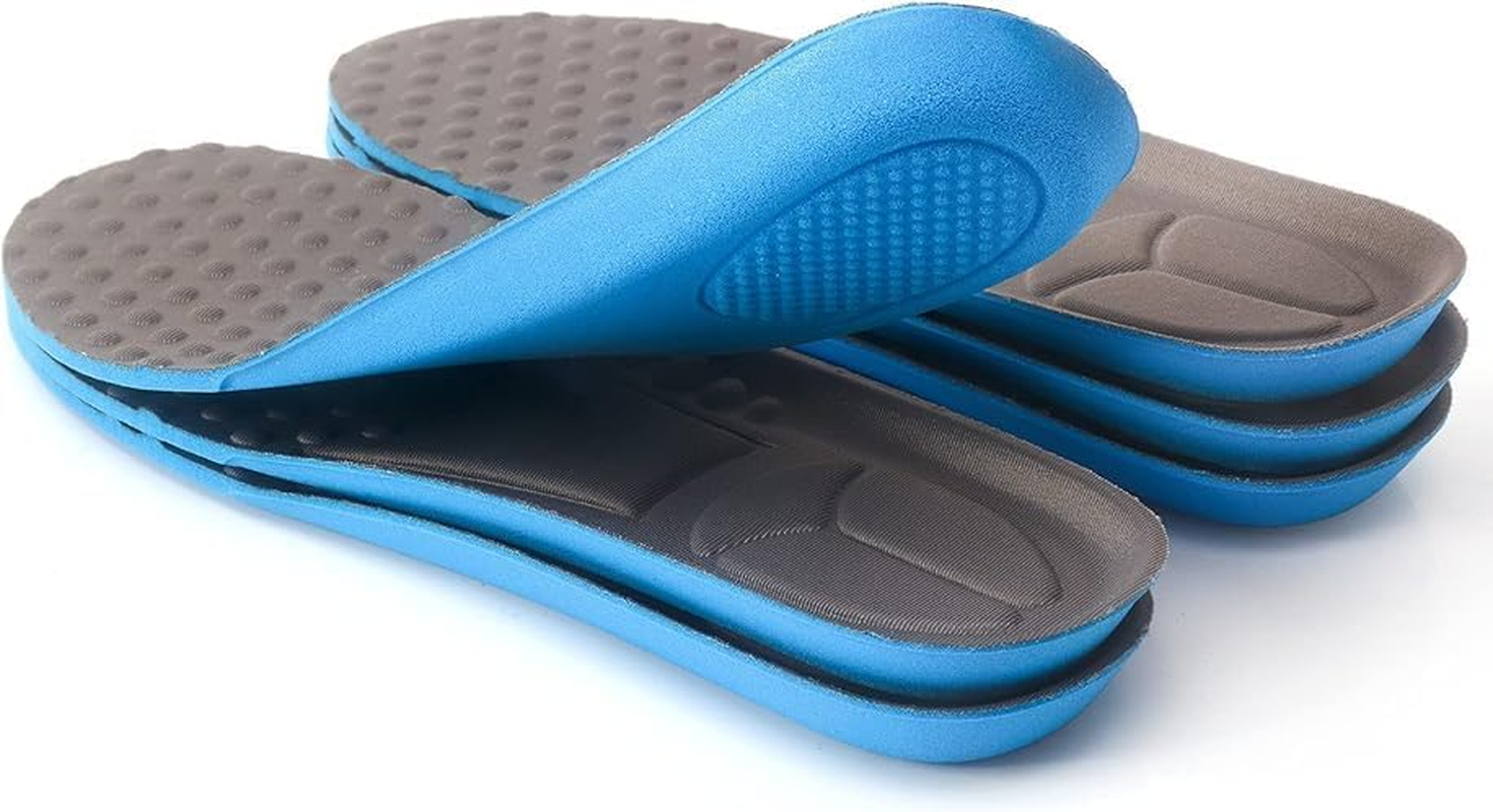 3 Pairs Comfortable Replacement Shoe Insole Inserts, Foot Massage Breathable Shoe Soles Relief Insoles for Working Daily Use (Blue, L) image number 5