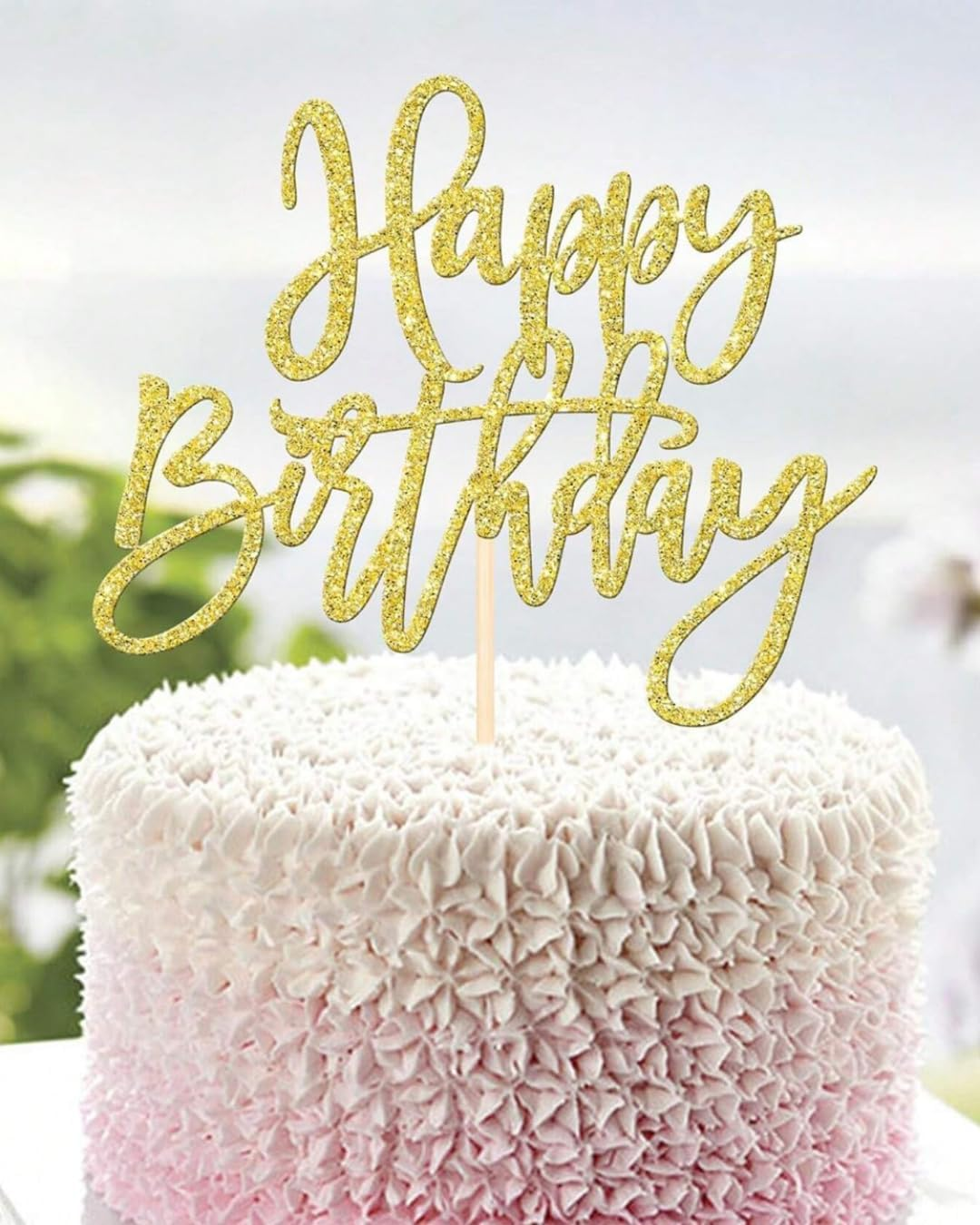 Glitter Happy Birthday Cake Topper - Different Colour Options, Party Decoration, Office, Kid Party (Pink)