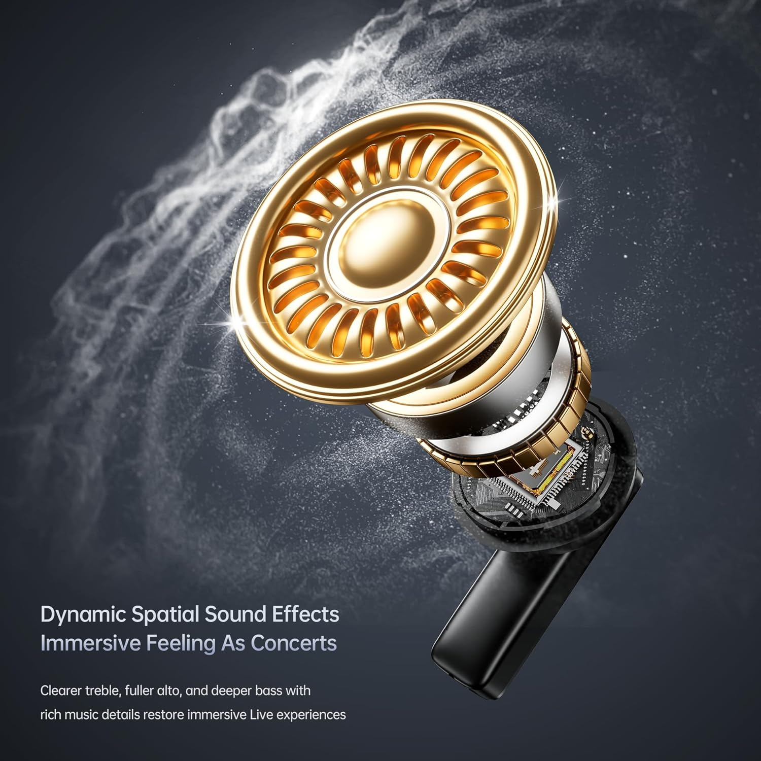 PORTENTUM Wireless Bluetooth 5.4 Headphones - LED Touch Display Personalised - Noise Cancelling Dual ENC - Battery Life 50H - In-Ear Touch Control - Hifi Bass - Comfortable Fit - USB-C image number 1