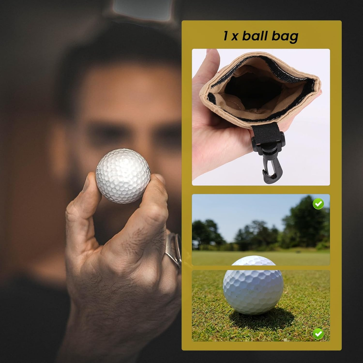 Yieidui Golf Ball Storage Bag Holder This Funny Golf Gift Is Sure to Make a Laugh Store Your Golf Accessories Stocking,Brown image number 4