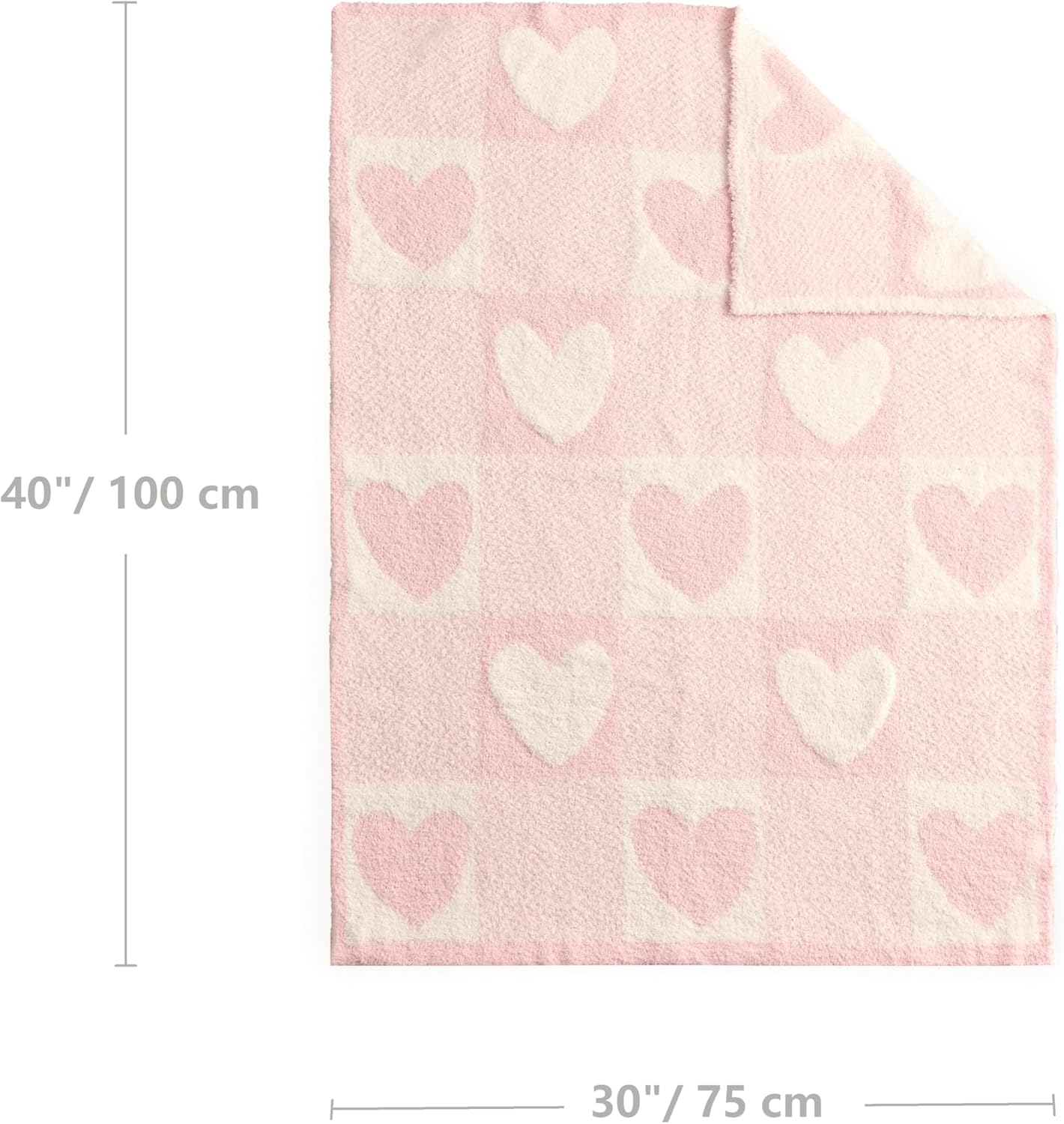 CREVENT 76X102Cm Cozy Soft Warm Chenille Baby Blanket for Girls Boys, Newborn Essentials for Infant, Baby Shower - Love Heart image number 6