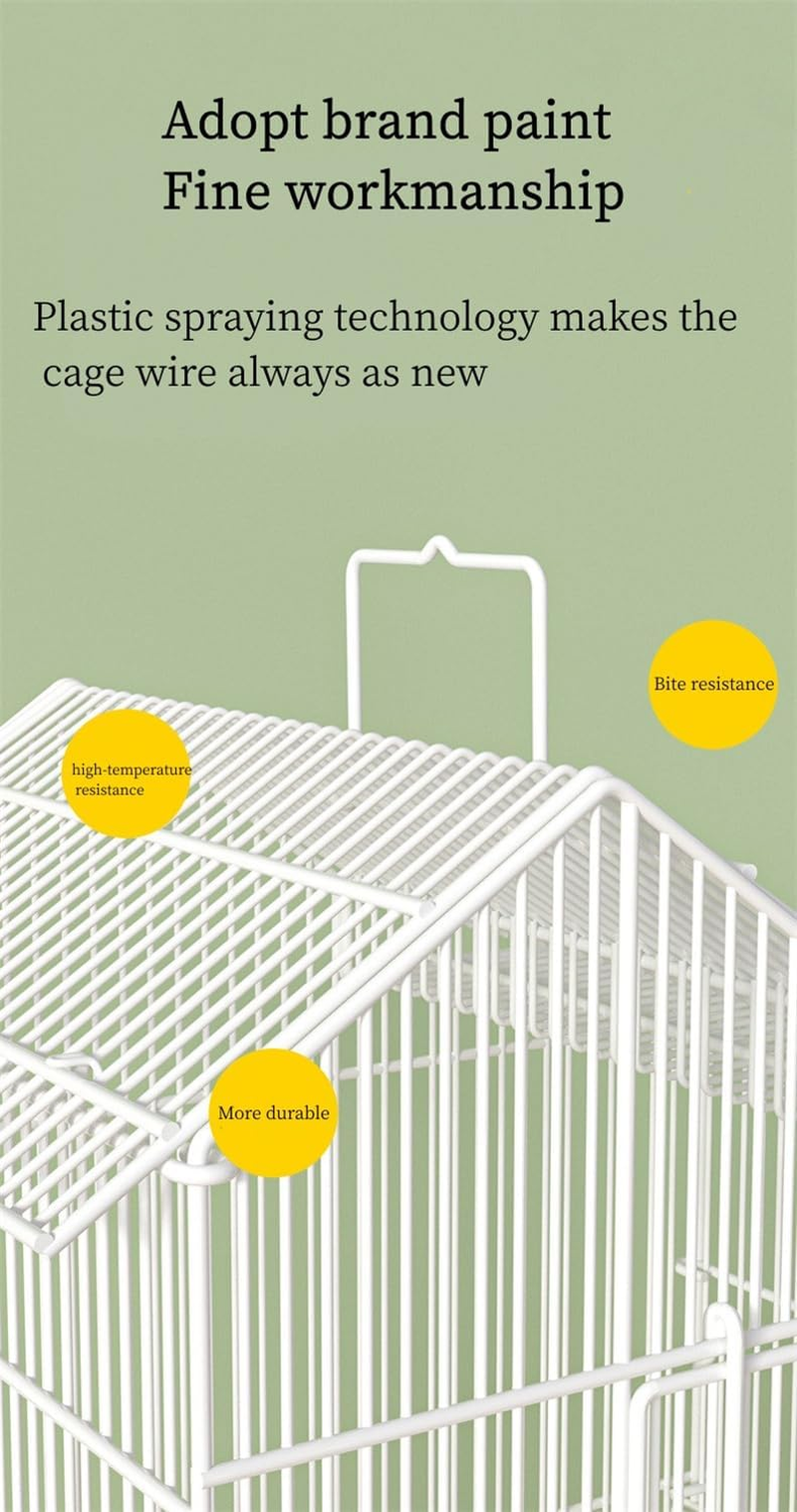 Bird Cage, 3 Perches Small and Medium-Sized, Aviary Parrot Budgie Finch Canary Wheels, Black Slide-Out Removable Tray image number 1