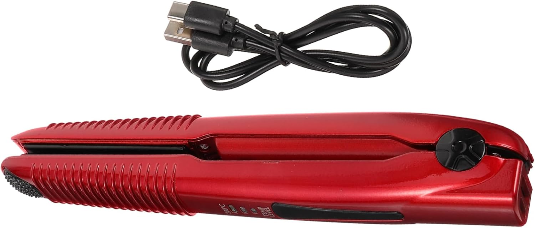 Wireless Rechargeable Hair Straightener and Cordless Hair Curler Mini Travel Size Usb Rose Red for Women and Men image number 4