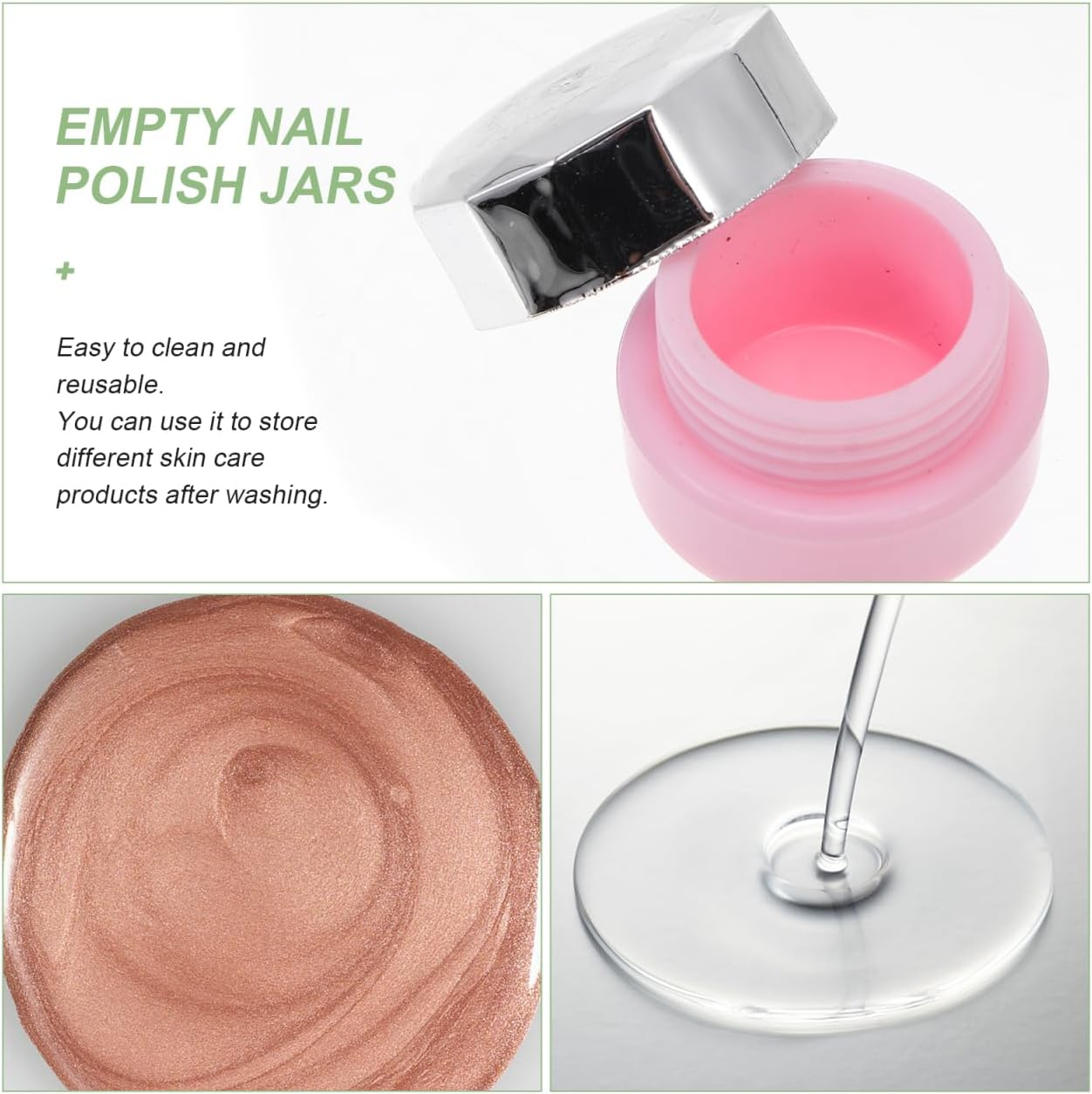NIYANGLE 12 Pcs Nail Polish Bottle Gel Clear Container Mini Container with Lid Jars Bottles Empty Jar Plastic
