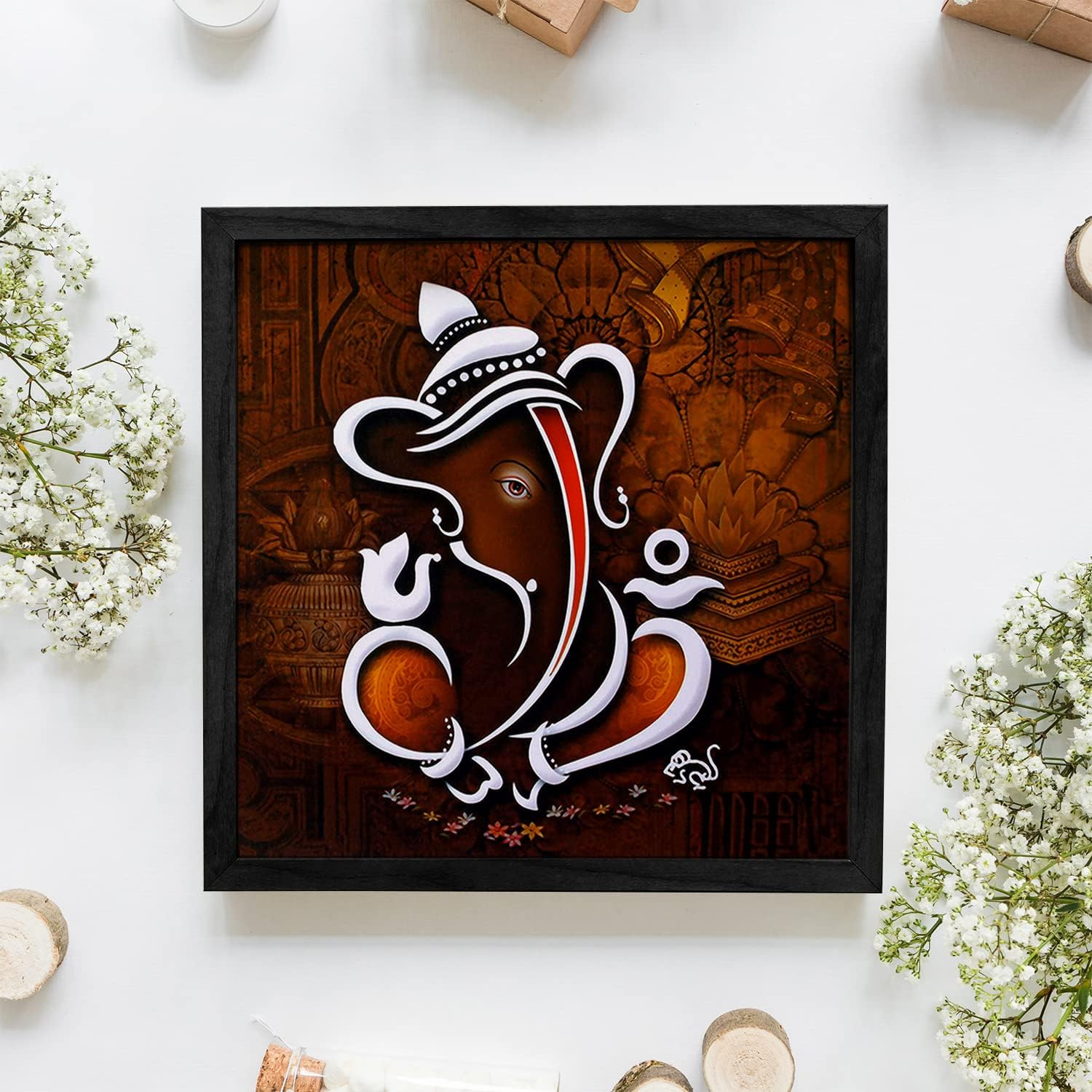Ritwikas Floral Art Lord Ganesha Mattetextured Frame Painting image number 3