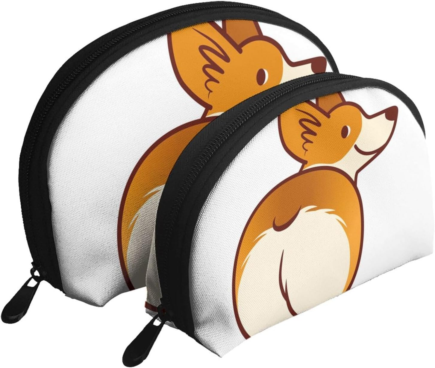 Cozimangoe Coin Pouch Makeup Bags Set, 2 Piece Shell Shape Cosmetic Bag with Pockets for Daily Travel Handbag Lipstick Keys Toiletry, Personalized Corgi Dog Funny Butt image number 2