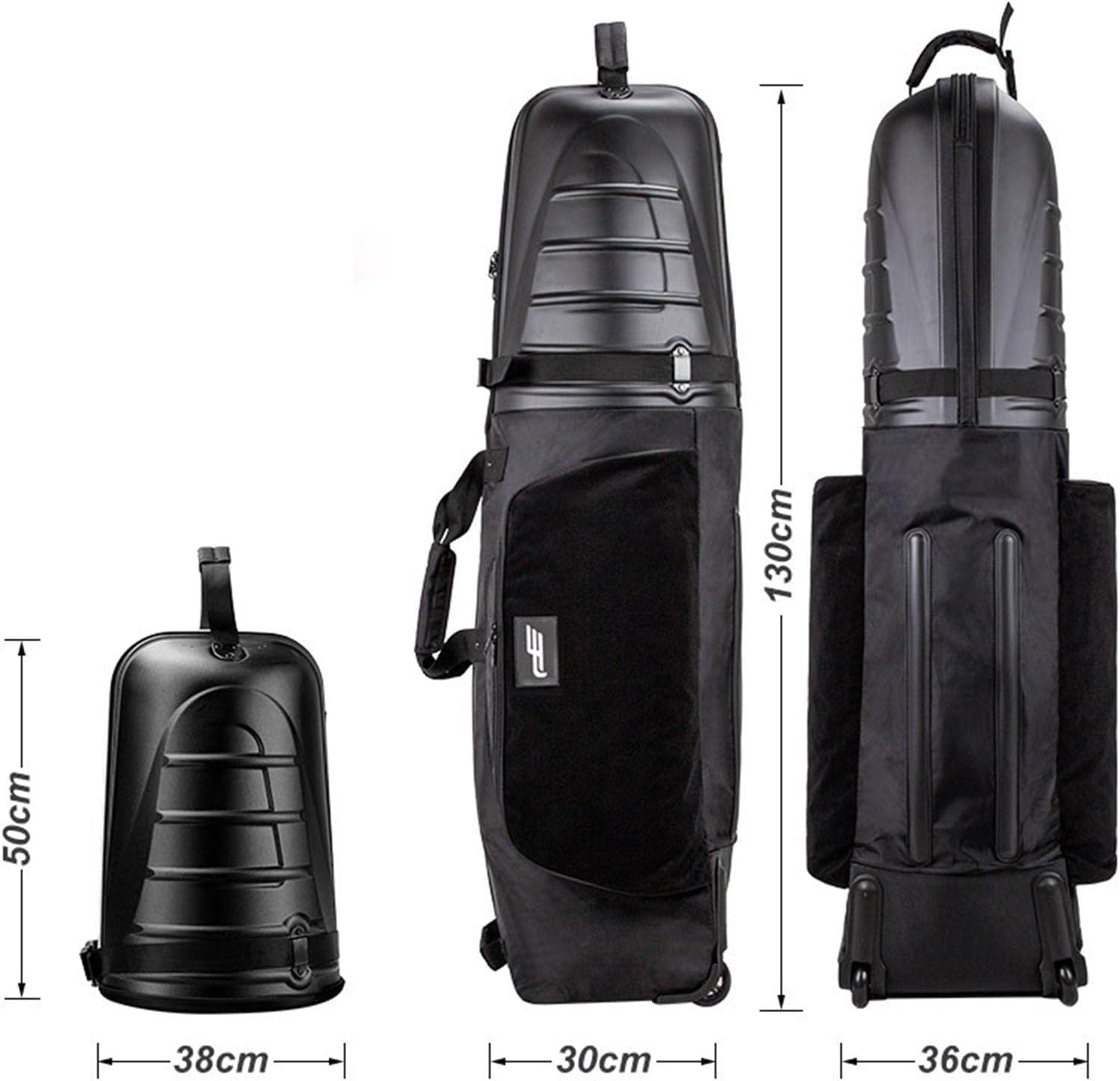 Hellery Golf Travel Bag with Wheels and Hard Case to Protect Your Clubs Black image number 3