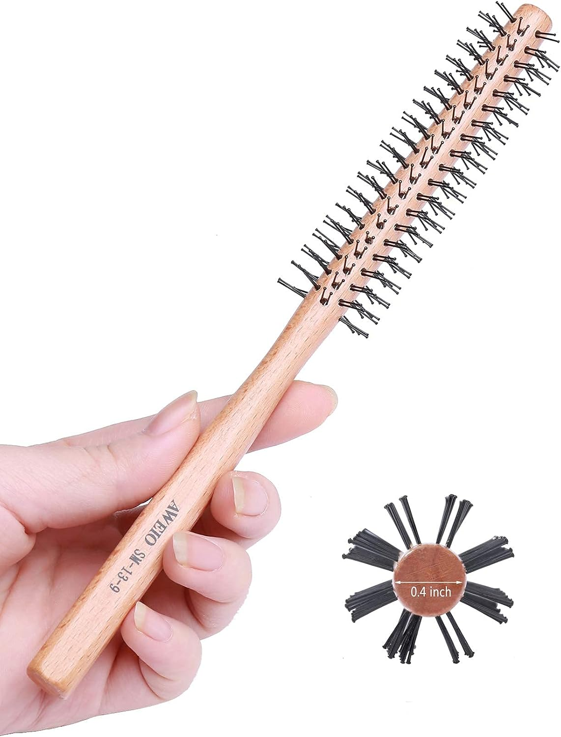 Small round Brush for Short Hair, 1 Inch Mini Quiff Roller for Women and Men, Best for Thin Hair, Bangs, Beard, Styling, Lifting, Curling off White image number 4