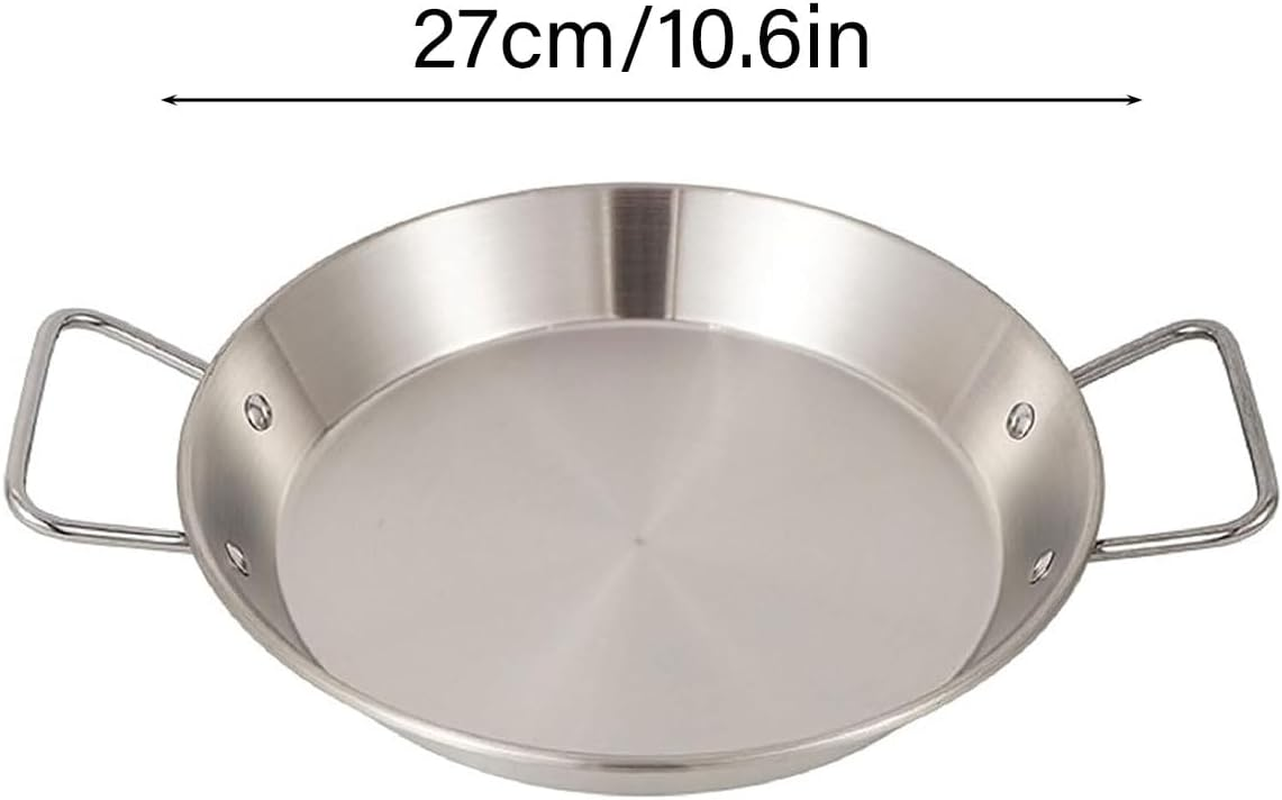 AIMALL Stainless Steel Korean Seafood Plate 10.6In / 27Cm &ndash; Nonstick Frying Pan with Handles, Crayfish Griddle, Dry Pot Pan for Fried Chicken & Snacks
