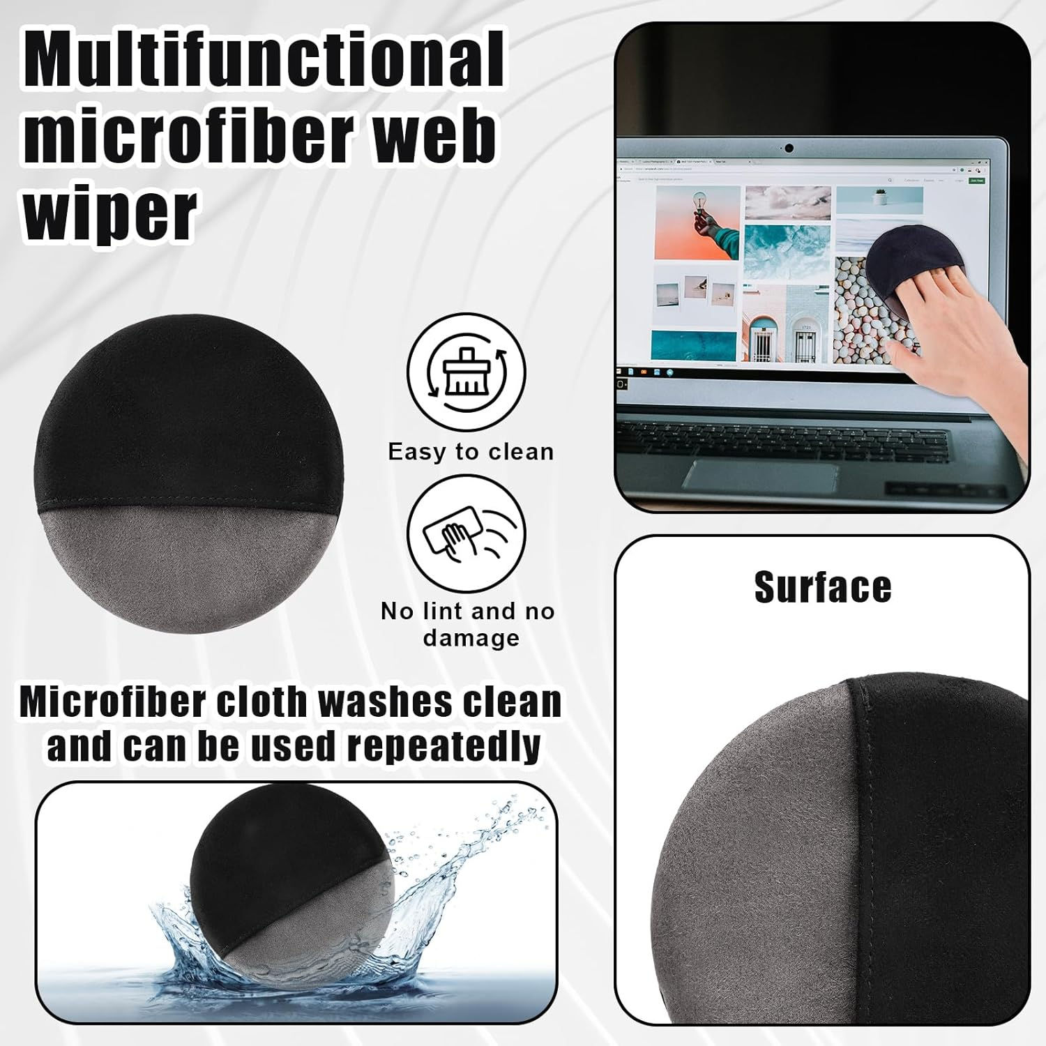 PEUTIER 2Pcs Car Screen Cleaner Cloth, Microfiber Car Accessories Cleaning Pads round & Square Car Touch Screen Cleaner Wipes Car Wipes Interior Cleaning for Auto Car Dashboard Display