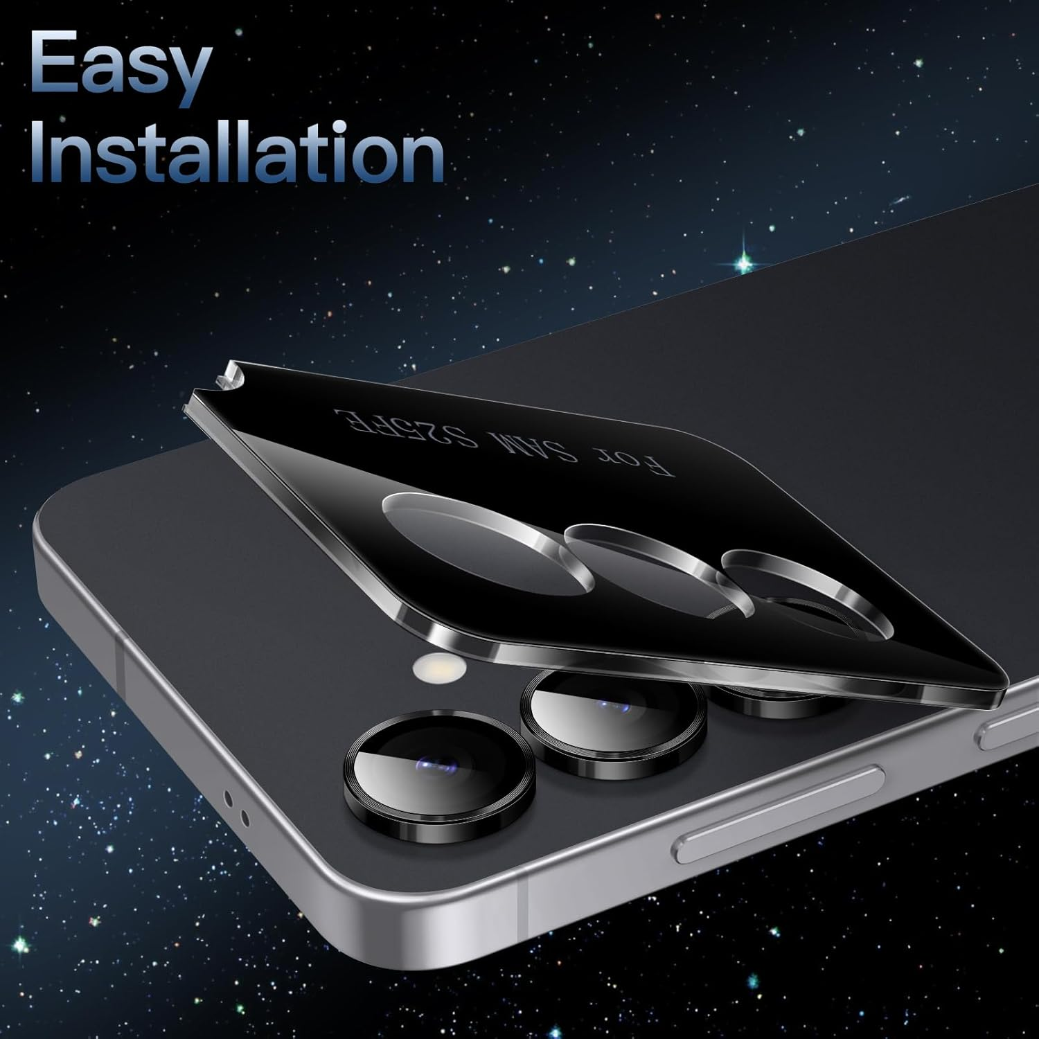 Jetech Camera Lens Protector for Samsung Galaxy S25 FE, 9H Tempered Glass Metal Individual Ring Cover, HD Clear, 1 Set (Black) image number 1