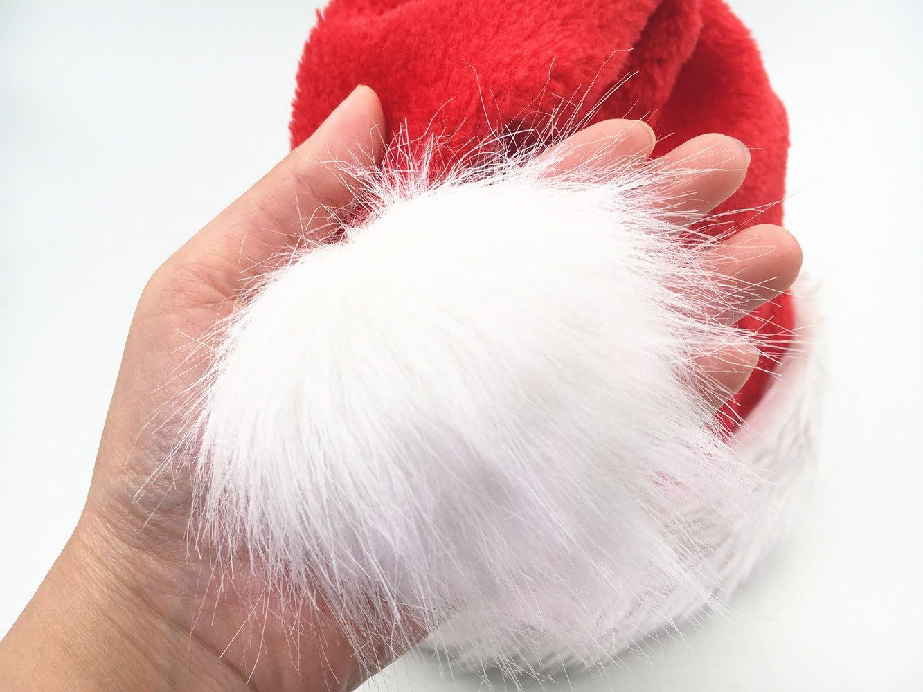 2Pcs Children Christmas Santa Hat,Kids' Double-Layered Luxury Plush Christmas Santa Claus Xmas Cap Hat image number 1