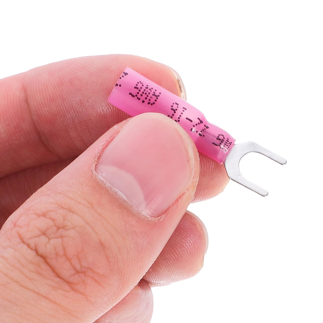 100Pcs Fork Terminal Waterproof Heat Shrink Wire Connectors, Pre-Insulated U-Shaped Electrical Crimp Connectors, Copper Nose Terminals for Home and Automotive Use, Pink image number 6