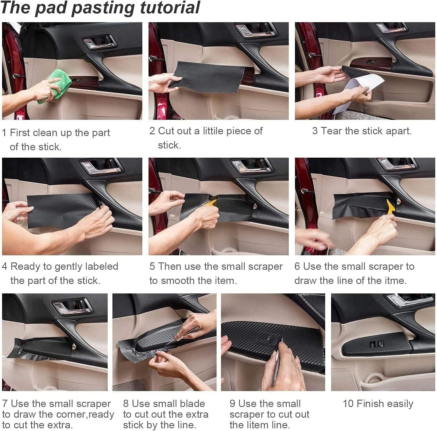 3D Carbon Fiber Vinyl Wrap, White Car Wrap Film Roll with Air-Release Technology for DIY Use, Car Auto Decal Exterior and Interior Wrapping Film, Vehicle Self Adhesive Sticker 1Ft X 5Ft image number 3