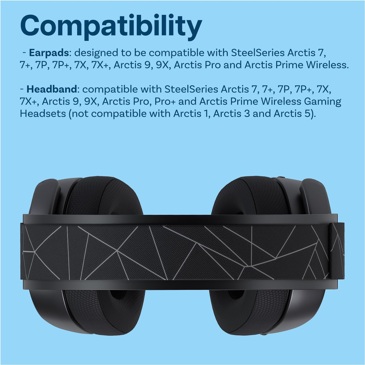 Ear Pads & Headband Replacement for Steelseries Arctis 7/9 / Pro & Prime Wireless Gaming Headset Etc. by MMOBIEL - Mesh Fabric Ear Pad Cushions & Elastic Fabric Headband Top Pad Cushion