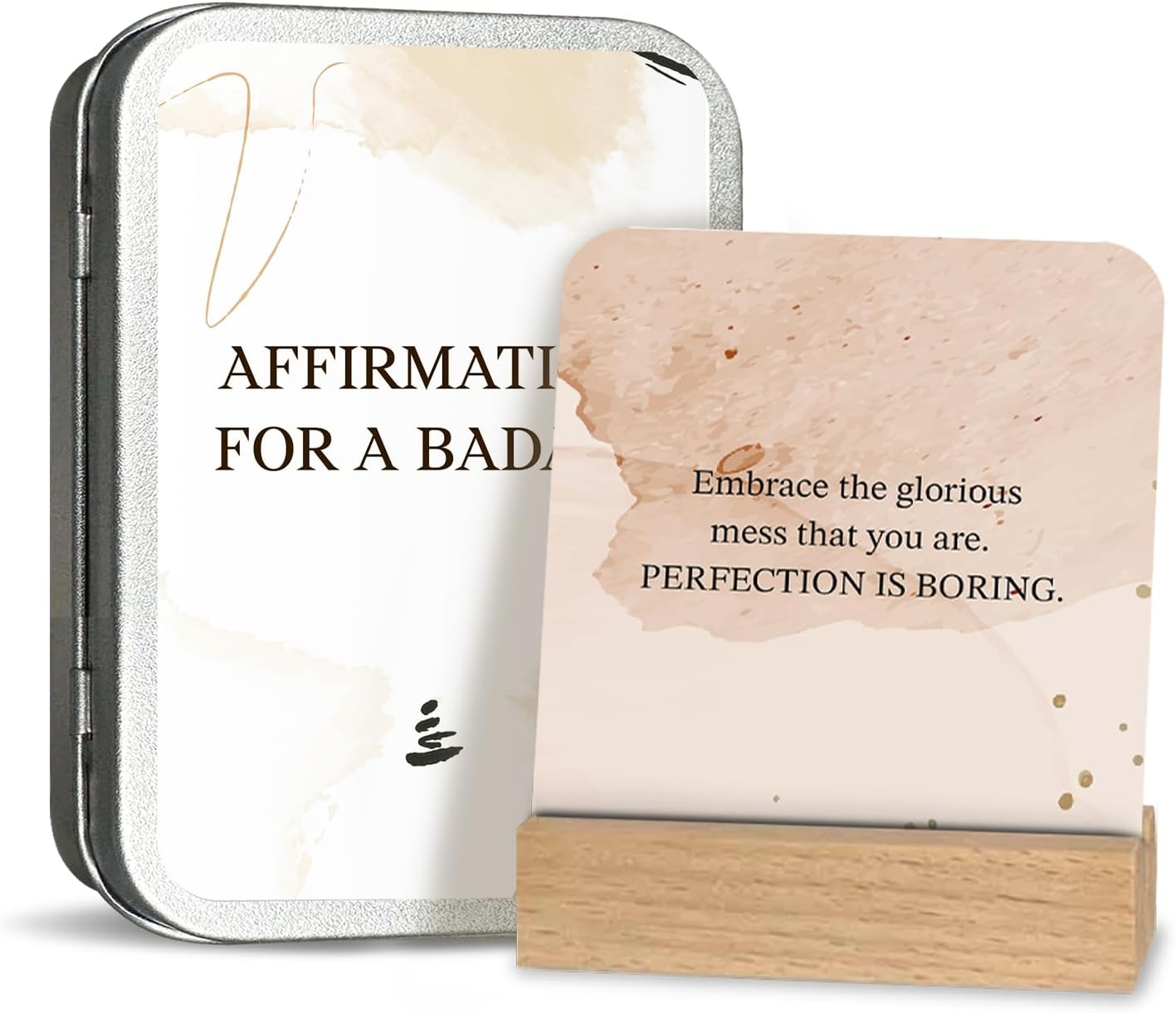 BIROYAL Badass Affirmation Cards for Women - 55 Inspirational & Motivational Cards - Daily Positive Affirmation Card for Women with Display Stand & Metal Box - 3.5&rsquo;&rsquo; X 2.8&rsquo;&rsquo; image number 3