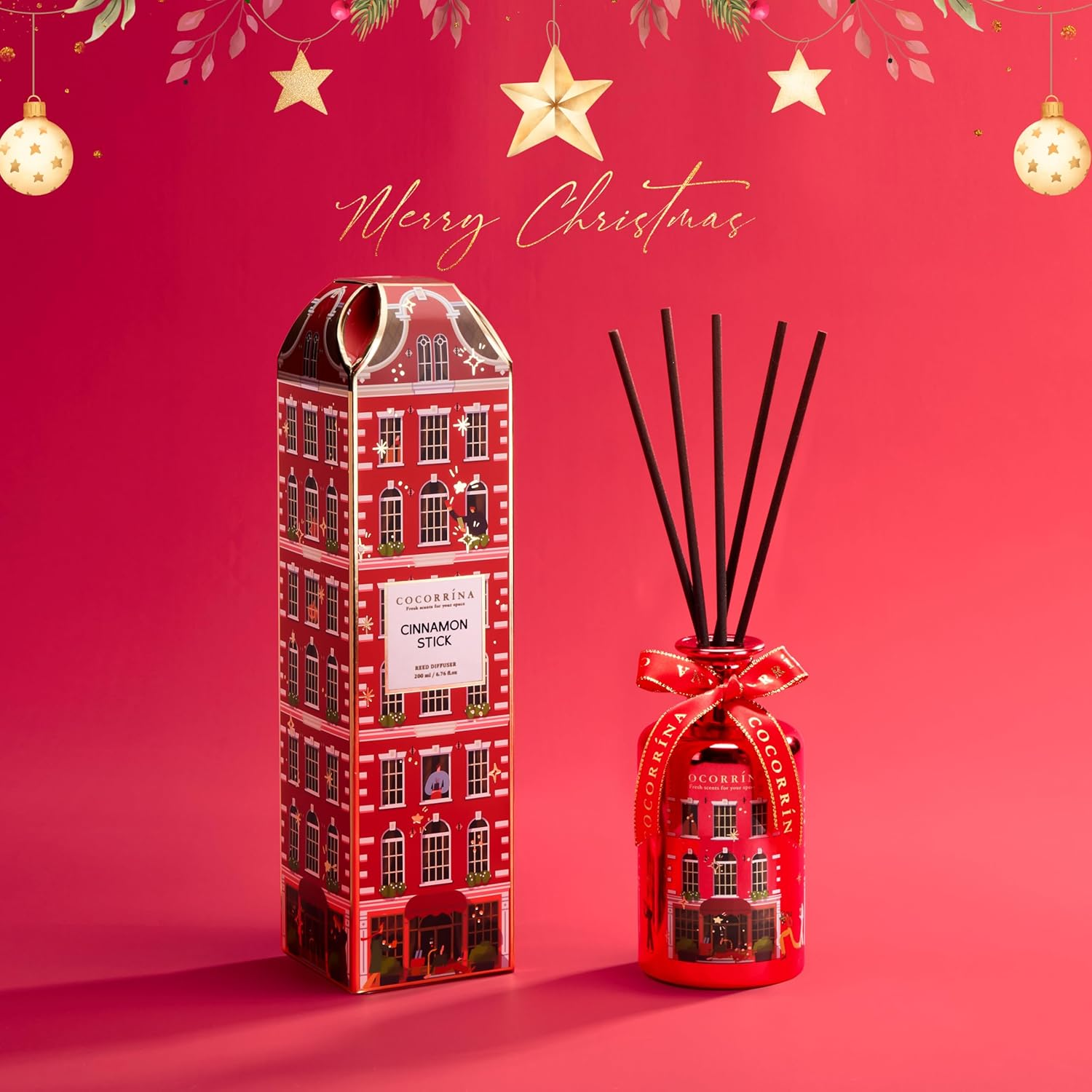 COCORR&Iacute;NA Reed Diffuser - Cinnamon Stick 200Ml Chirstmas Reed Diffuser with 8 Sticks Home Fragrance Bathroom Shelf Decor, Festival Gifts image number 2
