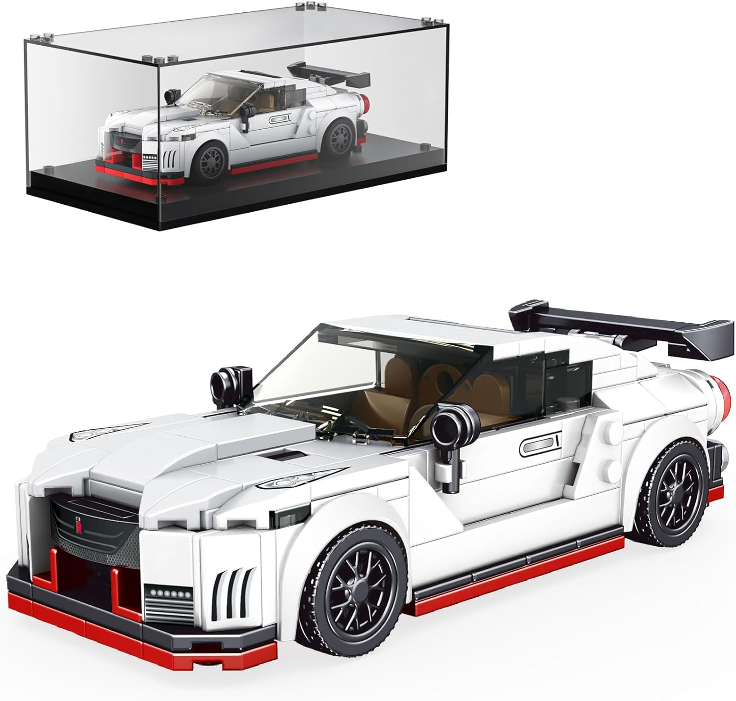 Mould King Speed Champions Nissan GTR NISMO Car Models Building Toys with Display Case, 27031 Model Car Kits Building Blocks, Racingcar Building Sets for Adults Kids 8+(384 PCS)