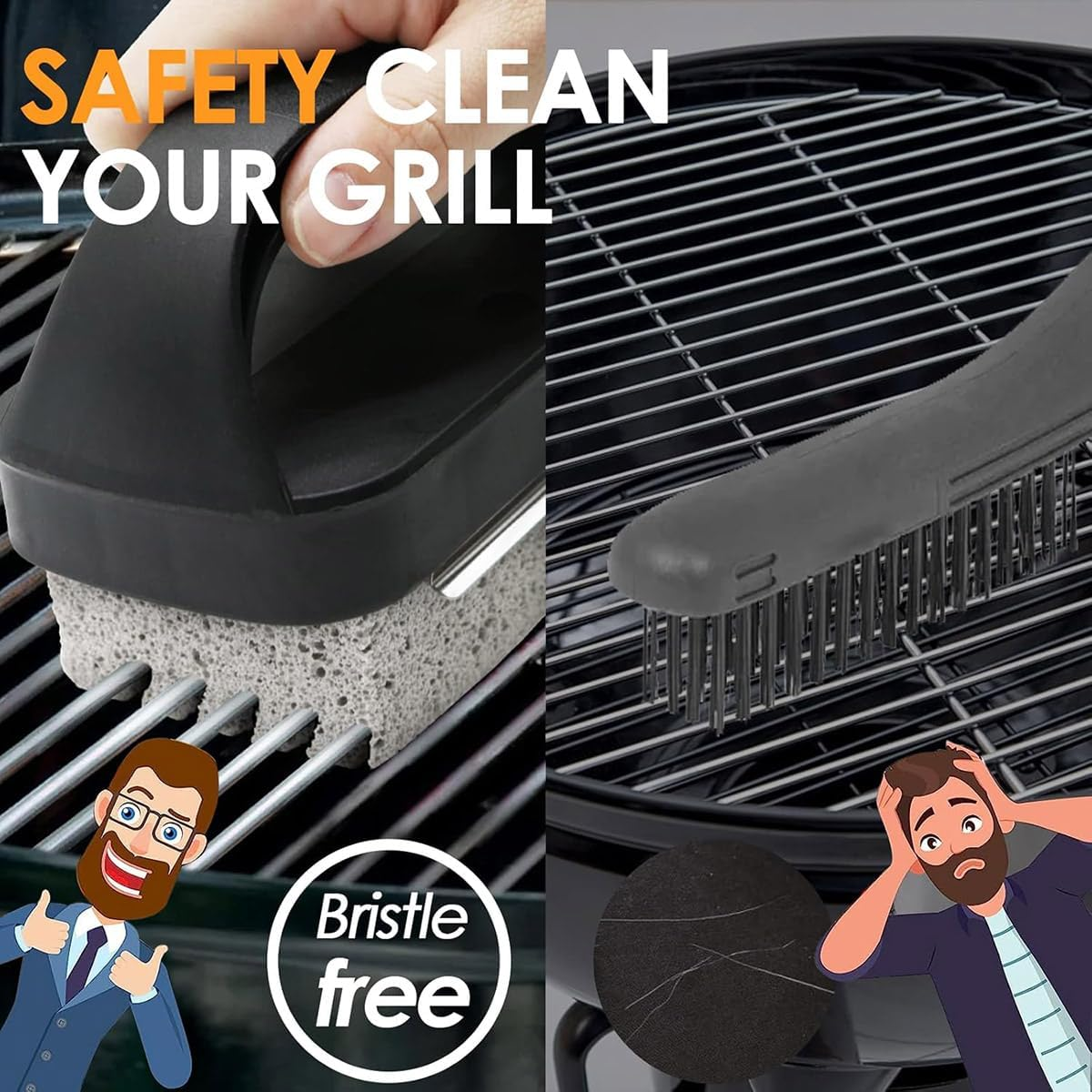 AIMALL 5Pcs Teppanyaki Cleaning Kit with Handle, Reusable High-Density Pumice Stone Scrubber for BBQ Grills, Blackstone Griddles, and Stainless Steel Cookware image number 1