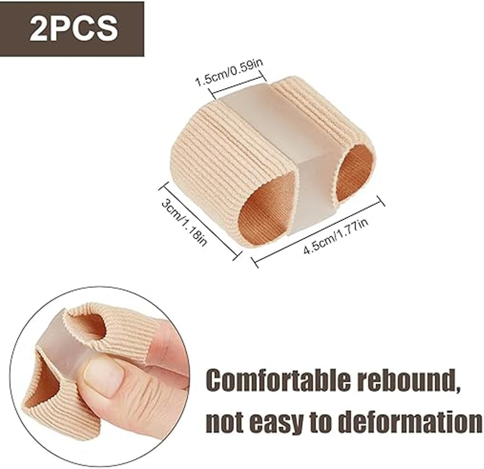 Gel Toe Separator, Tube Bandages, 2 Pcs Silicone Toe Stretcher, Hallux Valgus Correction, Gel Big Toe Spacer with 2 Loops, Double Hole Toe Orthosis for Bunion Pain and Overlapping Toes, Women and Men image number 1