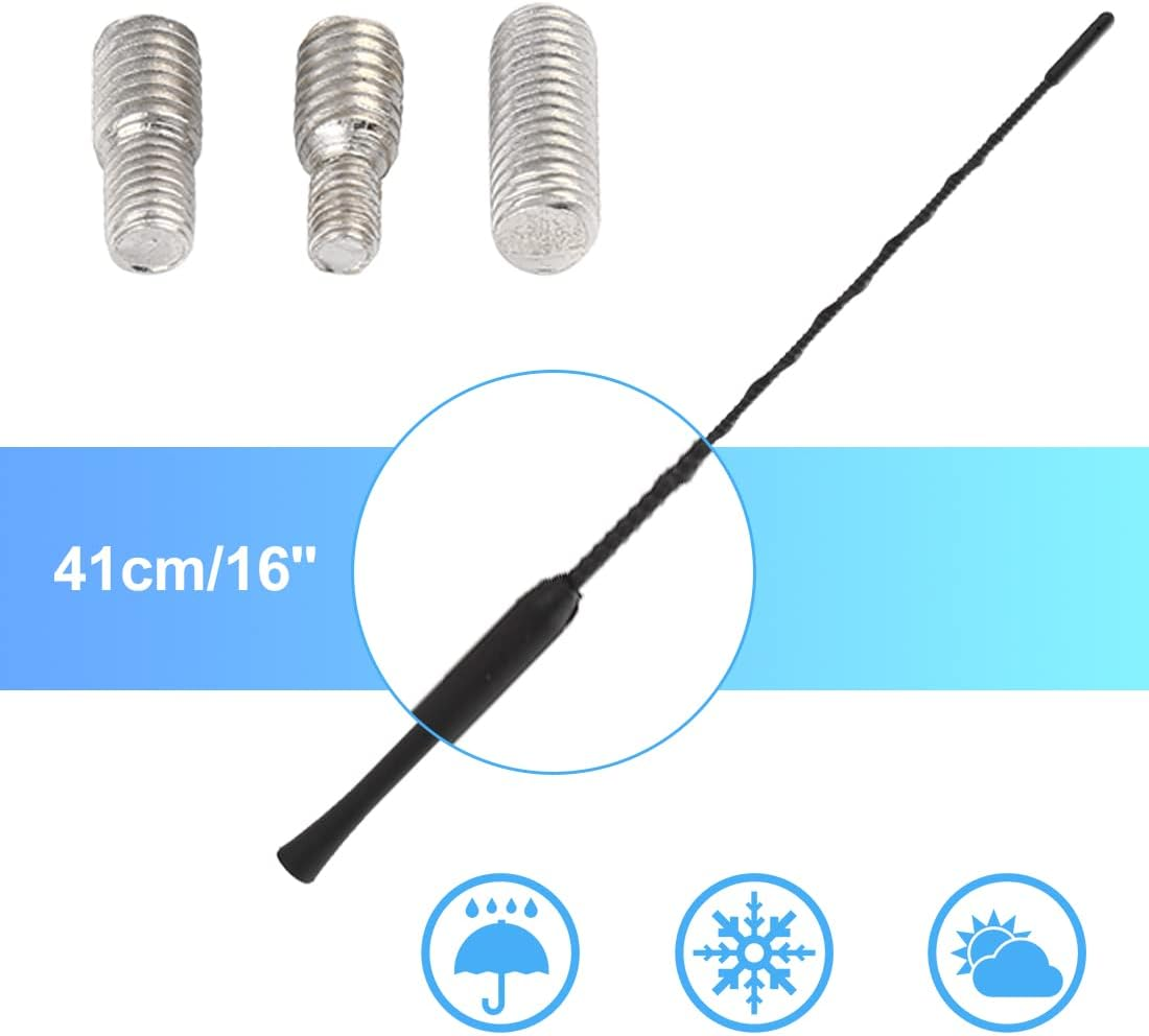 X AUTOHAUX 16" Universal Car Antenna Radio AM FM Antenna Aerial Flexible Antenna 40.5Cm Radio Antenna Booster Signal Roof Mast Replacement Black image number 4