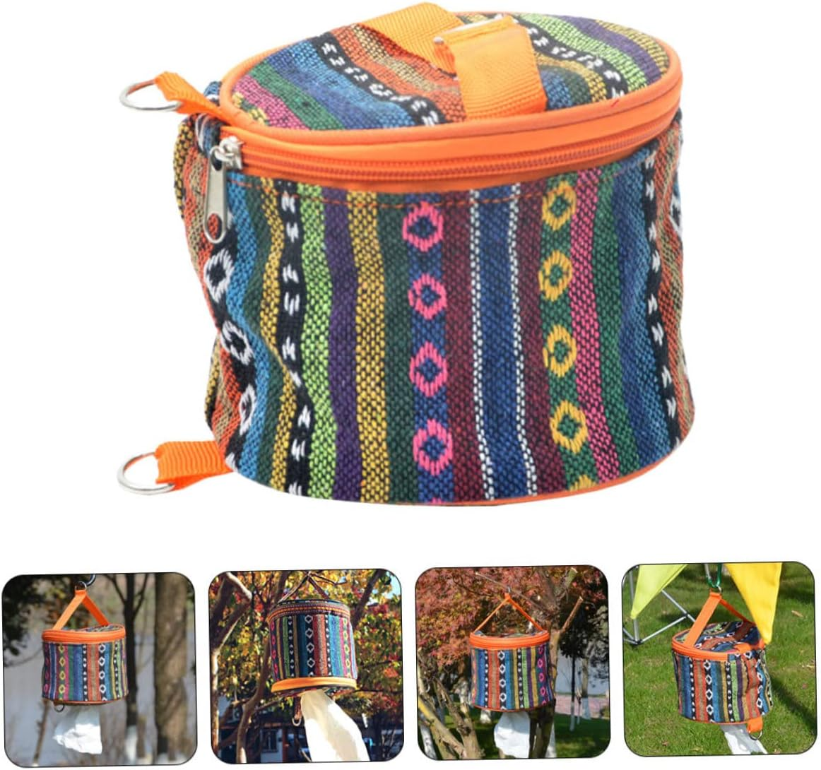 SHOWERORO Ethnic Style Tissue Bag Zipper Portable Washable Napkin Pouch for Travel Artistic Tissue Holder for Home and Office image number 1