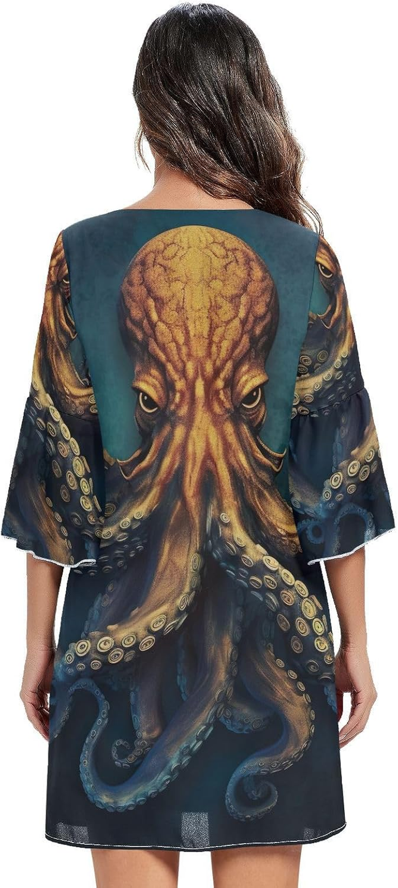 Angry Marine Life Chiffon Dress Printed Line Maternity Dress S-XXL