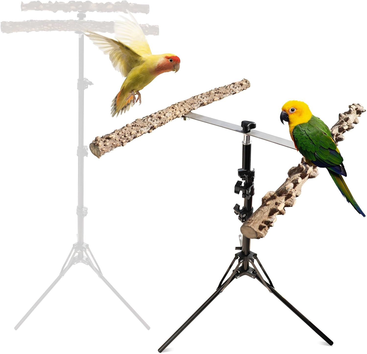 Natural Pepper Wood Parrot Perch, Adjustable Height - Indoor & Outdoor Bird Stands for Small to Medium Birds image number 4