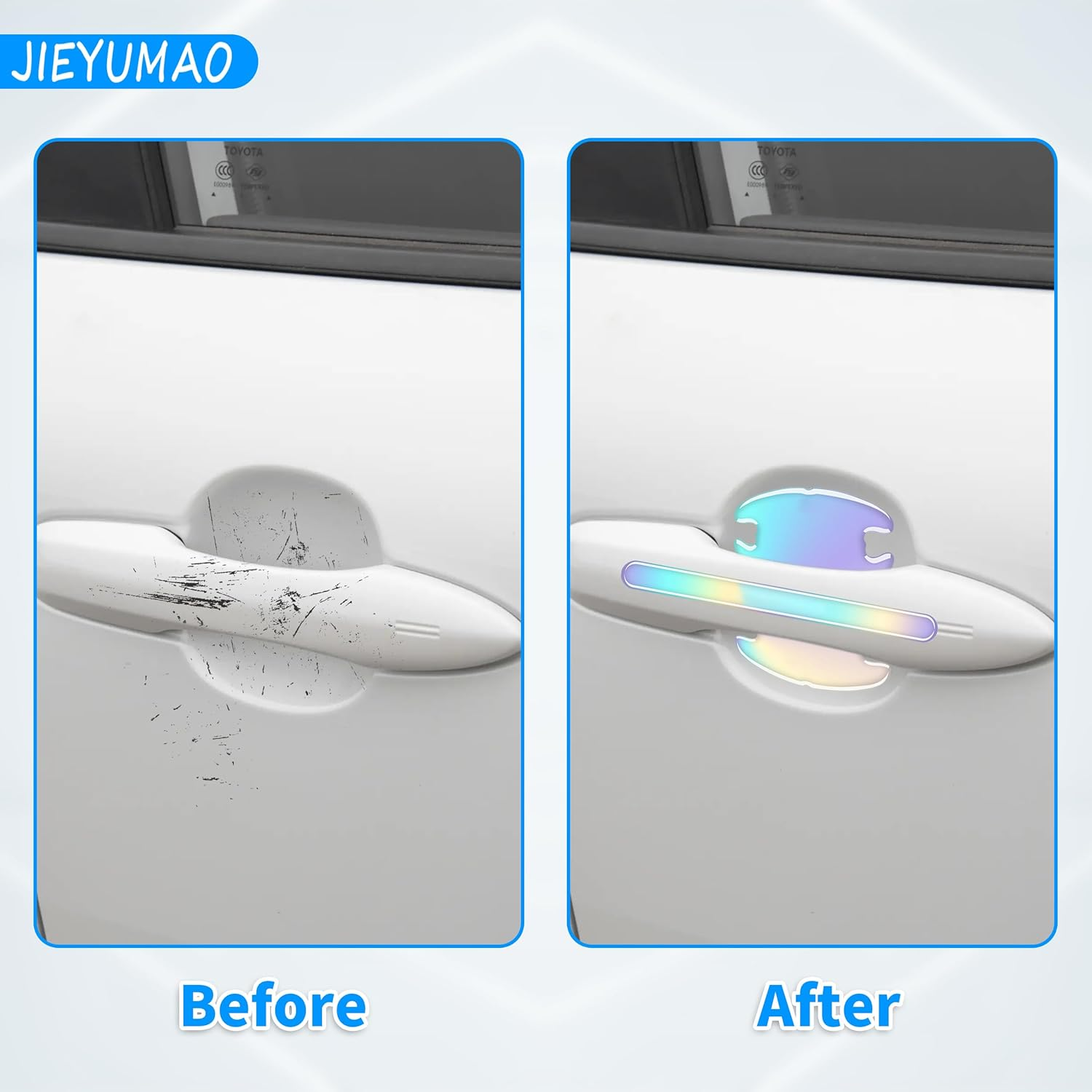 20Pcs Universal Car Door Handle Protector, 2 Colors Reflective Bowl Sticker, Plastic Material, Protects Door Handle from Scratches