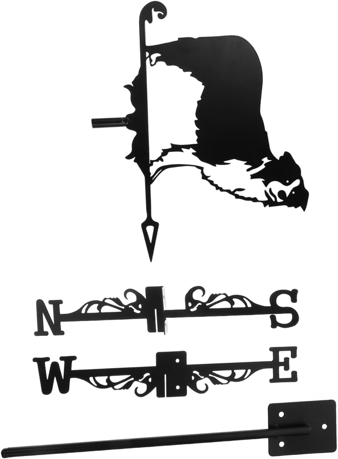 MERRYHAPY Sturdy Iron Weathervane Roof Yard Decor Large 3D Dog Weather Vane for Decorative Use image number 1