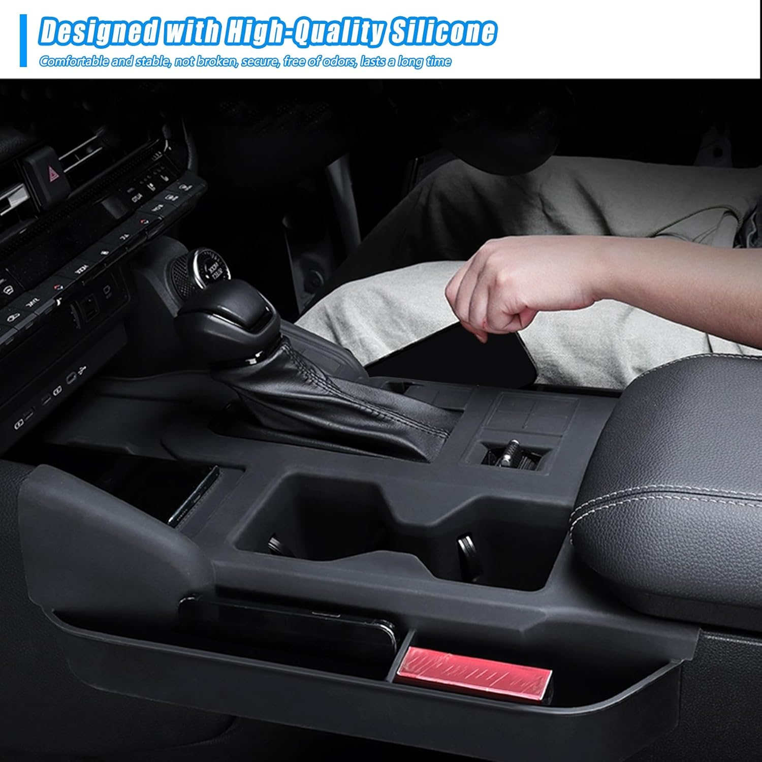 Console Silicone Storage Box Compatible with Toyota Land Cruiser 250 Prado J250 LC250 2024 2025 Accessories,Car Seat Gap Storage Box Wireless Charging Cup Holder Cover RHD image number 2