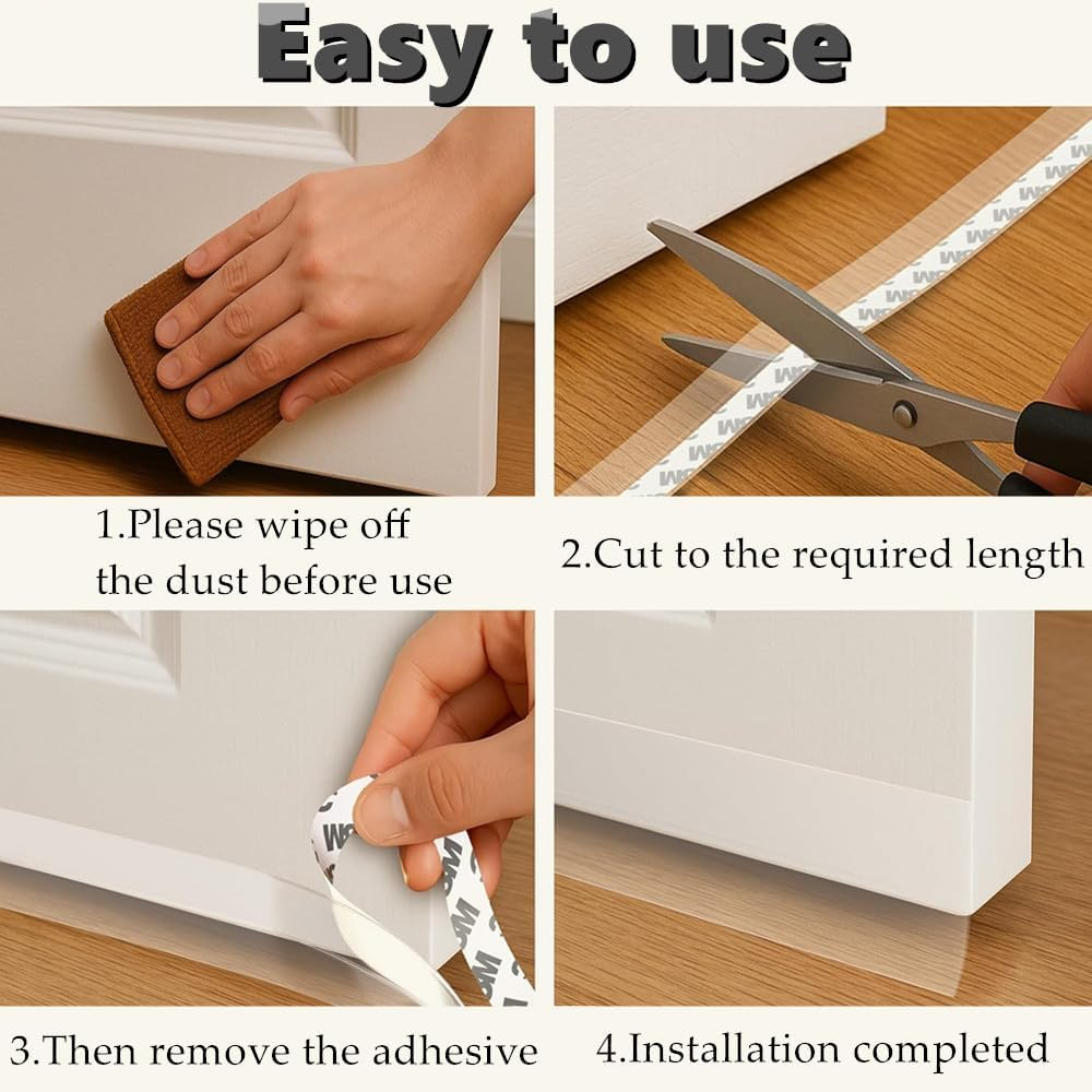 Kastetards 5-Meter Silicone Windproof Strip, Adhesive Tape, Transparent Sealing Strip for and Rainproof Doors Windows, 25Mm Wide, Used Gaps in Doors, Windows Shower Glass image number 6