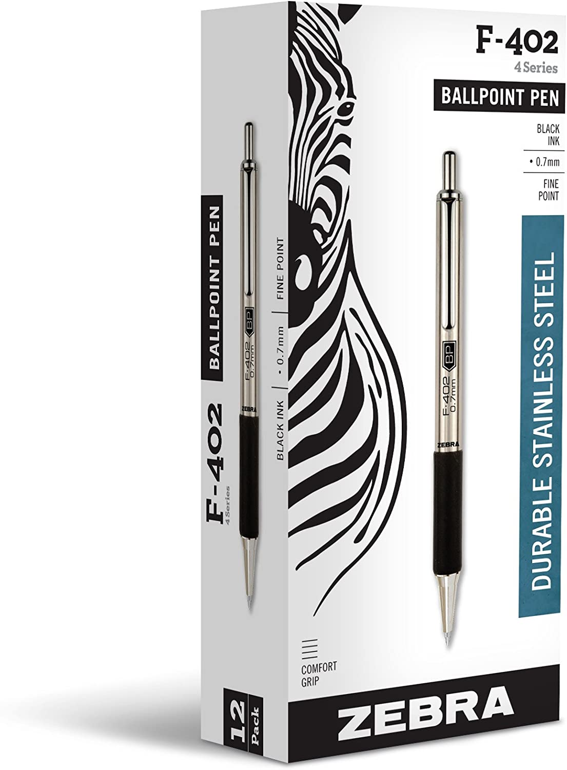 Zebra Pen F402 Retractable Ballpoint Pen, 12 Count, Black (29210) image number 2