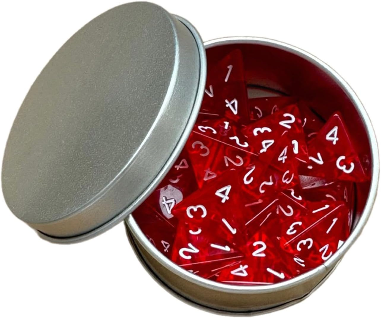 25 Count Pack of 4 Sided Dice Role Playing Game Dices Acrylic Polyhedral Dice Set D4 16Mm, Red