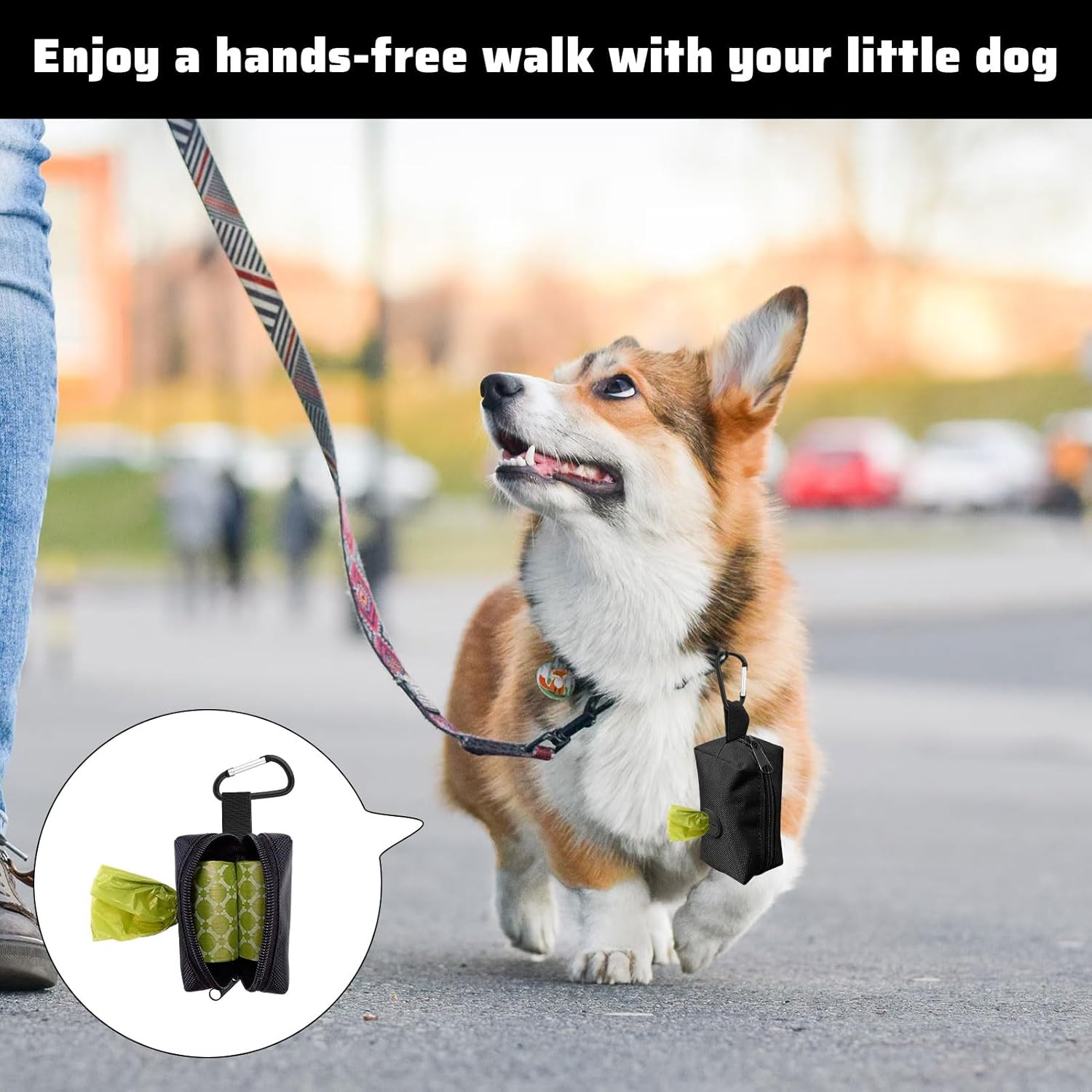 Dog Poop Bag Holder, Dog Bag Holder, Poo Bag Holder, Dispenser with 2 Rolls of Poo Bags, Zipper Poop Bag, Pet Waste Bag Dispenser Zippered Pouch, Portable Dog Poop Pouch for Dogs for Traveling image number 2
