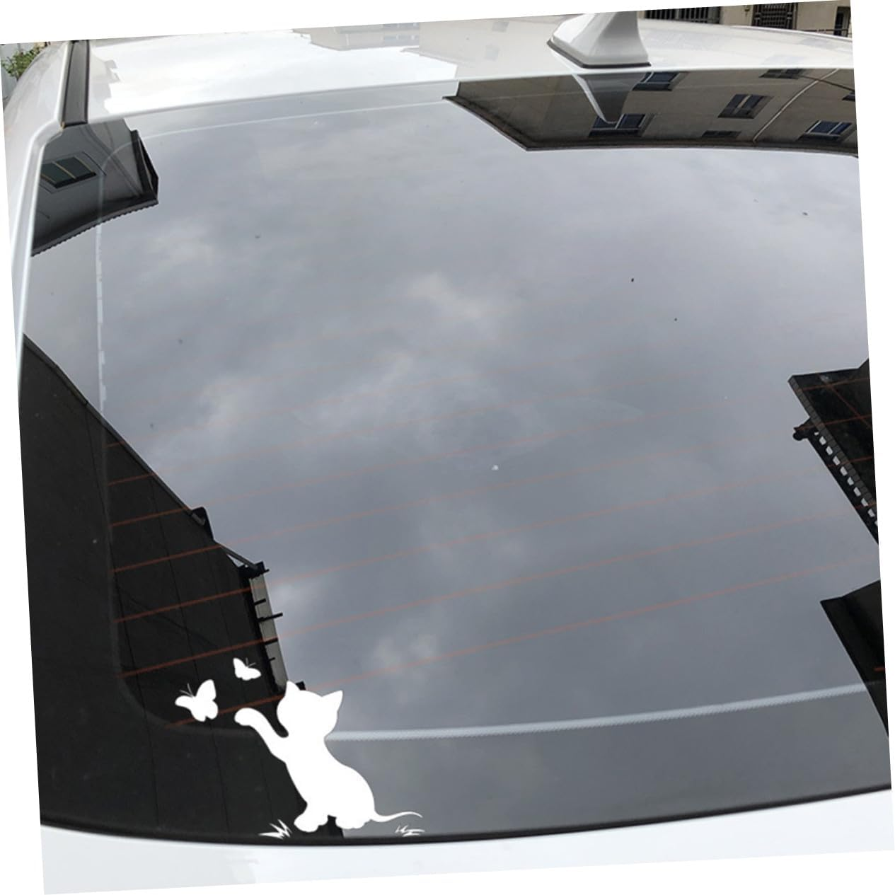 ELAYARD 4 Pcs Flapping Cat Car Sticker Black and White Cover Scratch Pet Material Reflective Effect Stylish Cartoon Decals for Cars Exterior Protection and Decoration image number 2