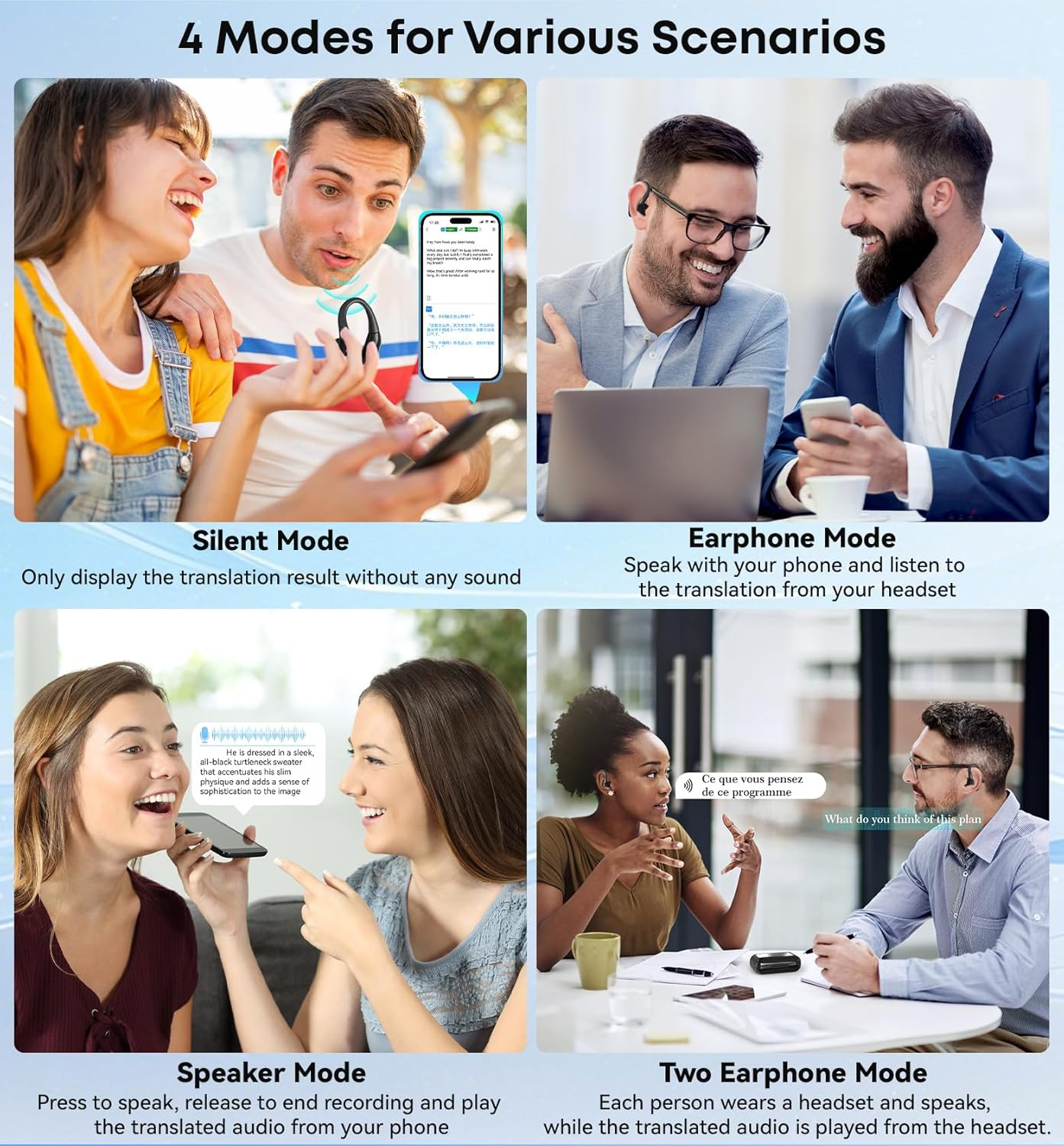 Likjhbn 2025 New Ai Translating Earbuds, 3-In-1 Language Translator Earbuds in Real Time, TWS Translator Earphones 144 Languages & Accents for Travel, Business, Learning (Glossy Black) image number 5