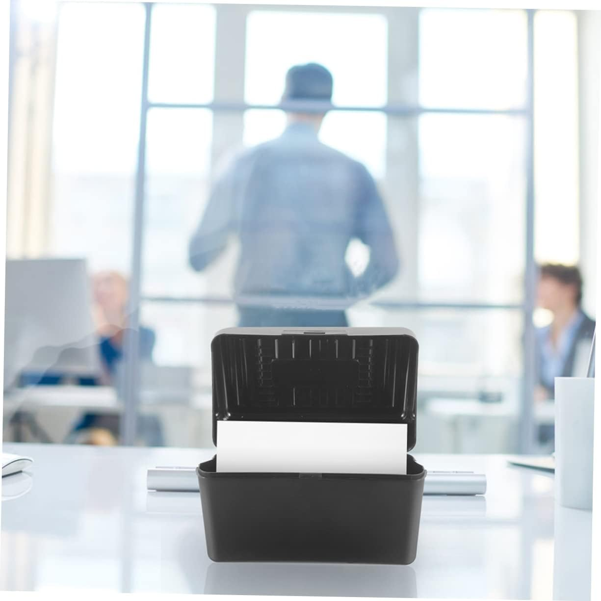 NUOBESTY 6Pcs Portable Office Cards Box Business Card Holder Organizer Storage Case for Office Use Convenient Holder image number 1